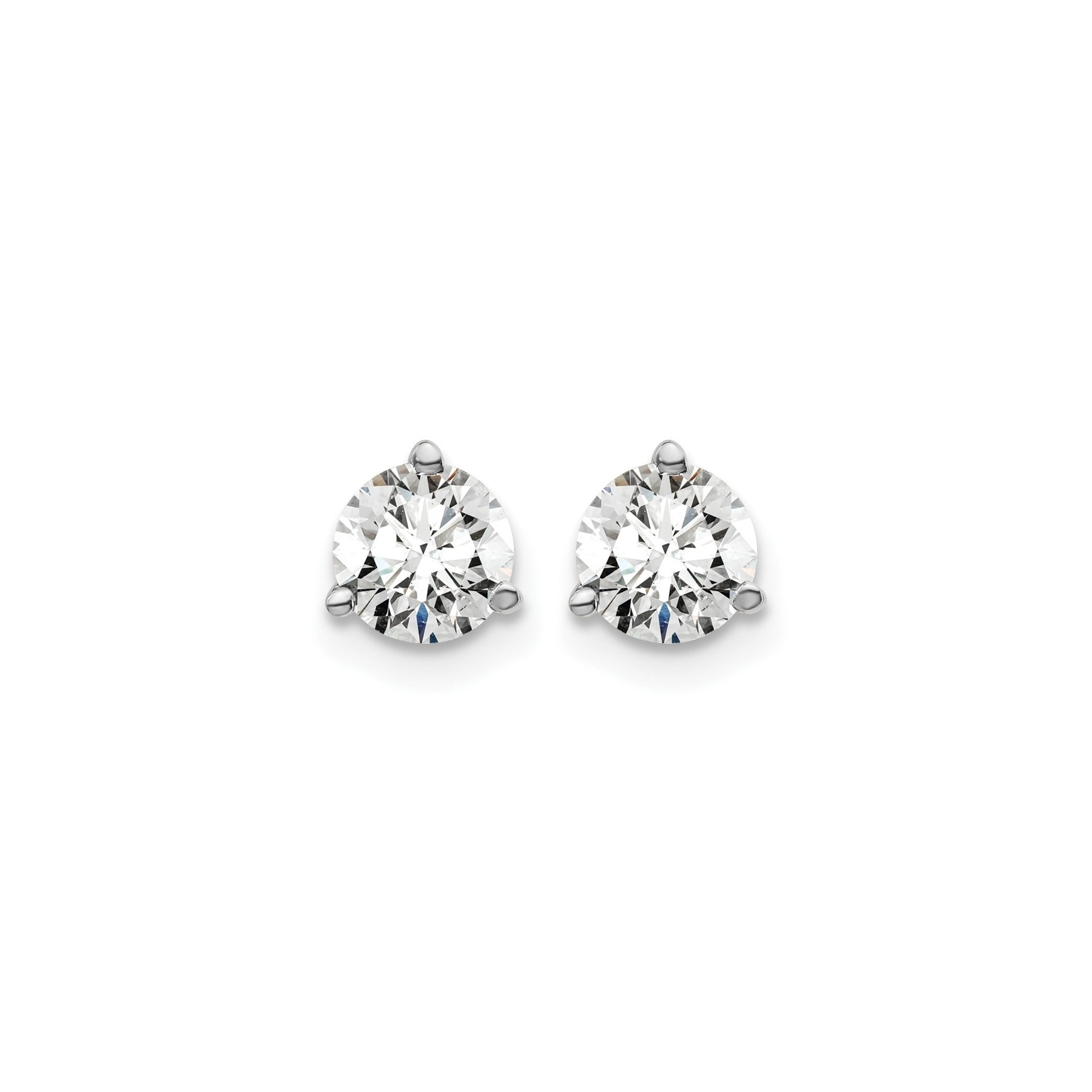 14K White Gold Round Shaped Lab Diamond Stud Earrings