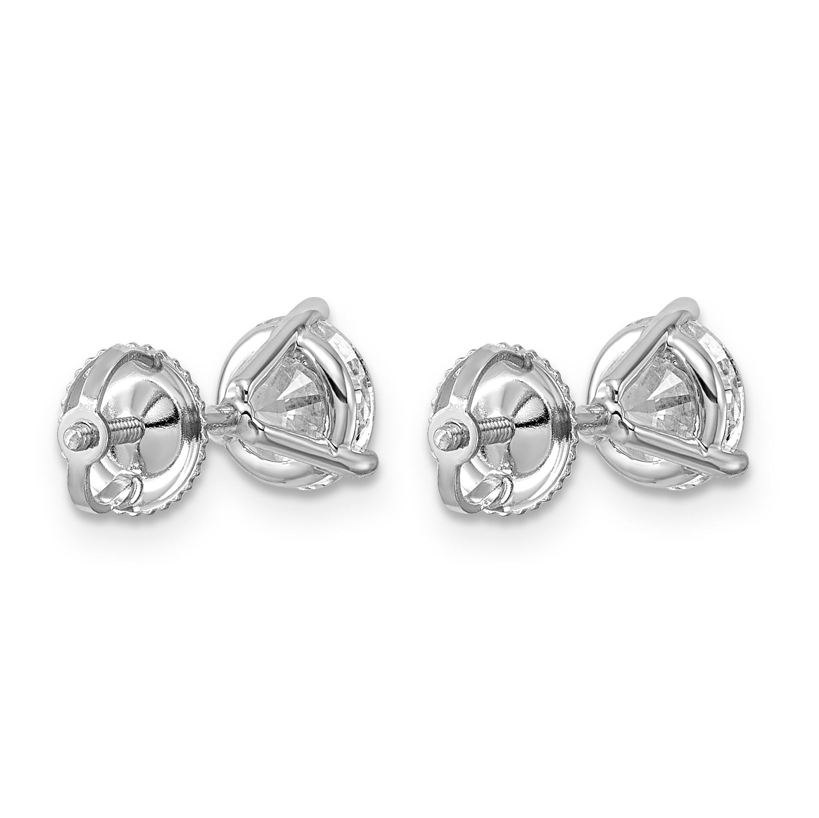 14K White Gold Round Lab Grown Diamond Stud Earrings