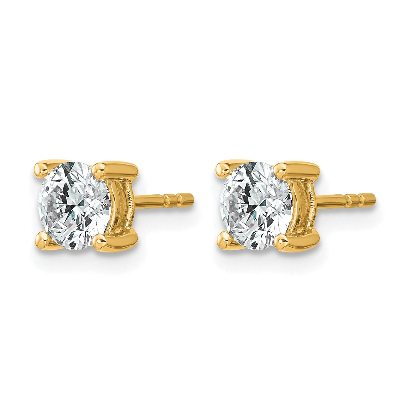 14K Gold Lab Grown Diamond 4 Prong Post and Push Back Stud Earrings