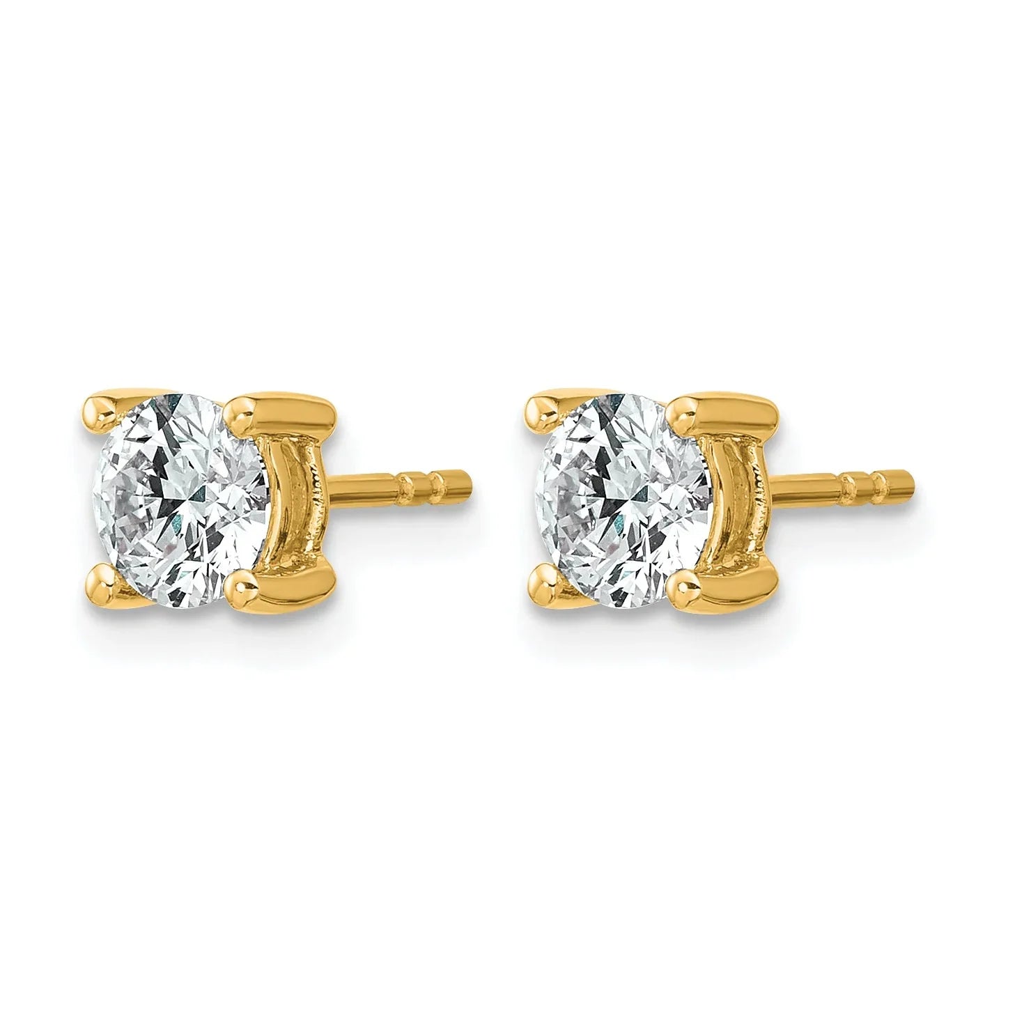 14K Gold Lab Grown Diamond 4 Prong Post and Push Back Stud Earrings - Fine Diamond