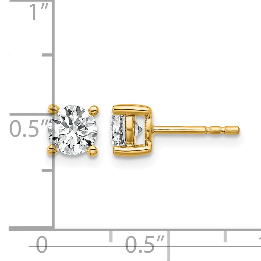 14K Gold Lab Grown Diamond 4 Prong Post and Push Back Stud Earrings