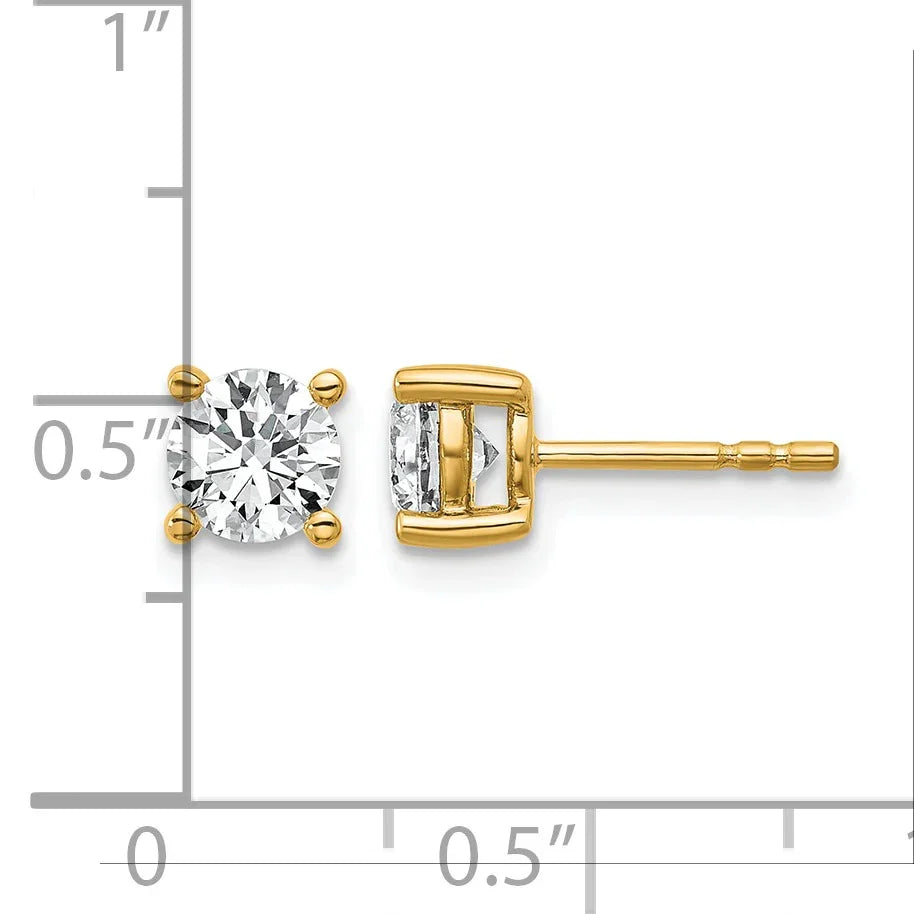 14K Gold Lab Grown Diamond 4 Prong Post and Push Back Stud Earrings - Fine Diamond