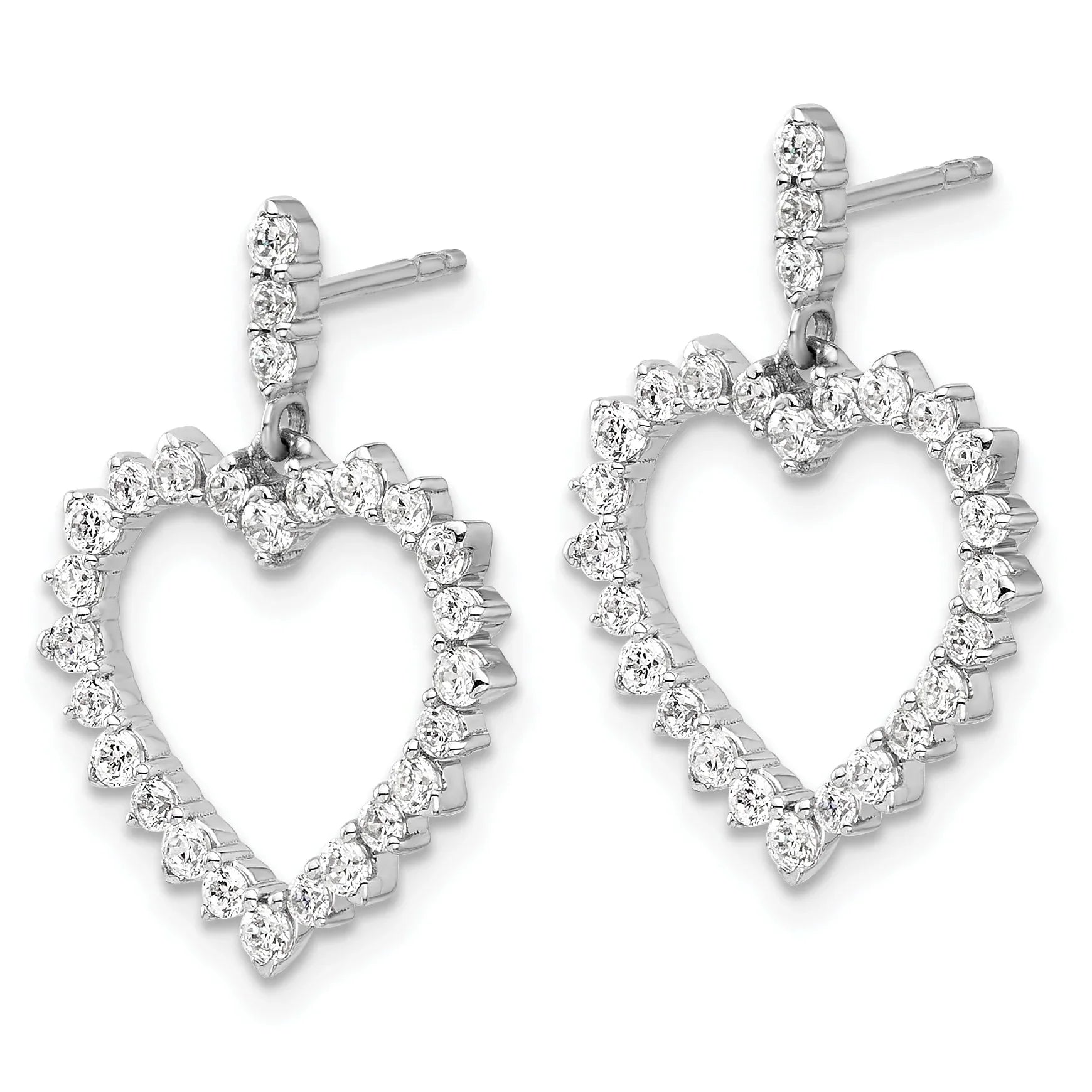 14k White Gold 1 ct Lab Grown Diamond Dangle Heart Earrings - Fine Diamond