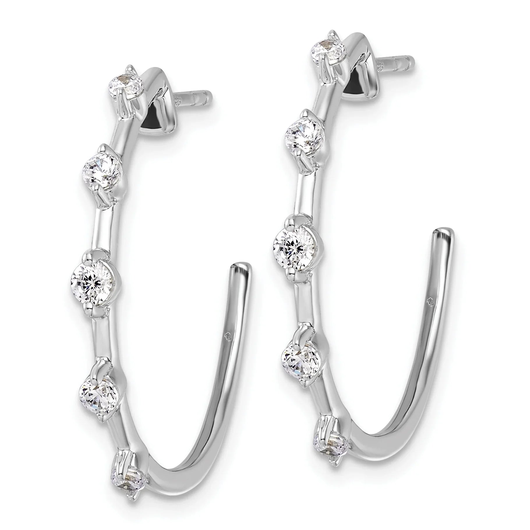 14k White Gold Lab Grown Diamond C-Hoop Post Earrings - Fine Diamond
