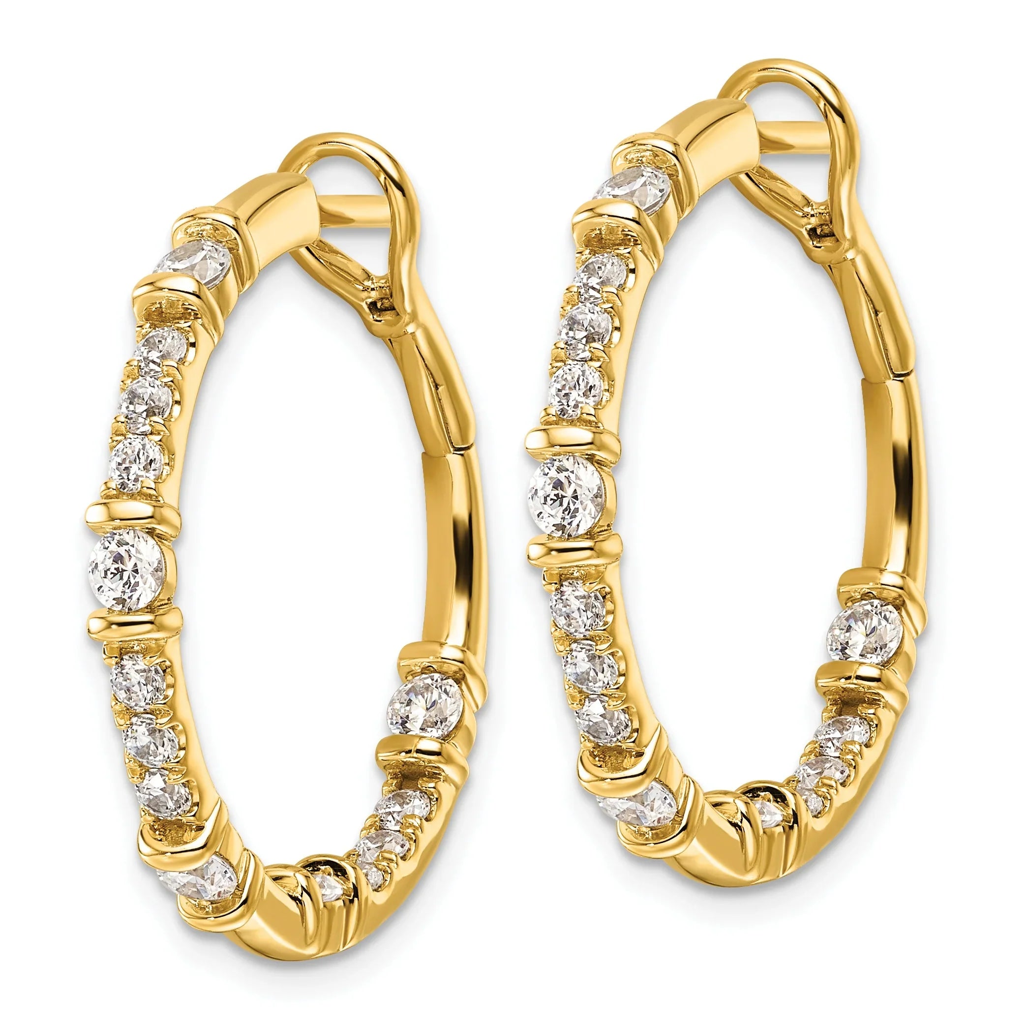 14k Gold Lab Grown Diamond Complete In and Out Hoop Earrings - Fine Diamond