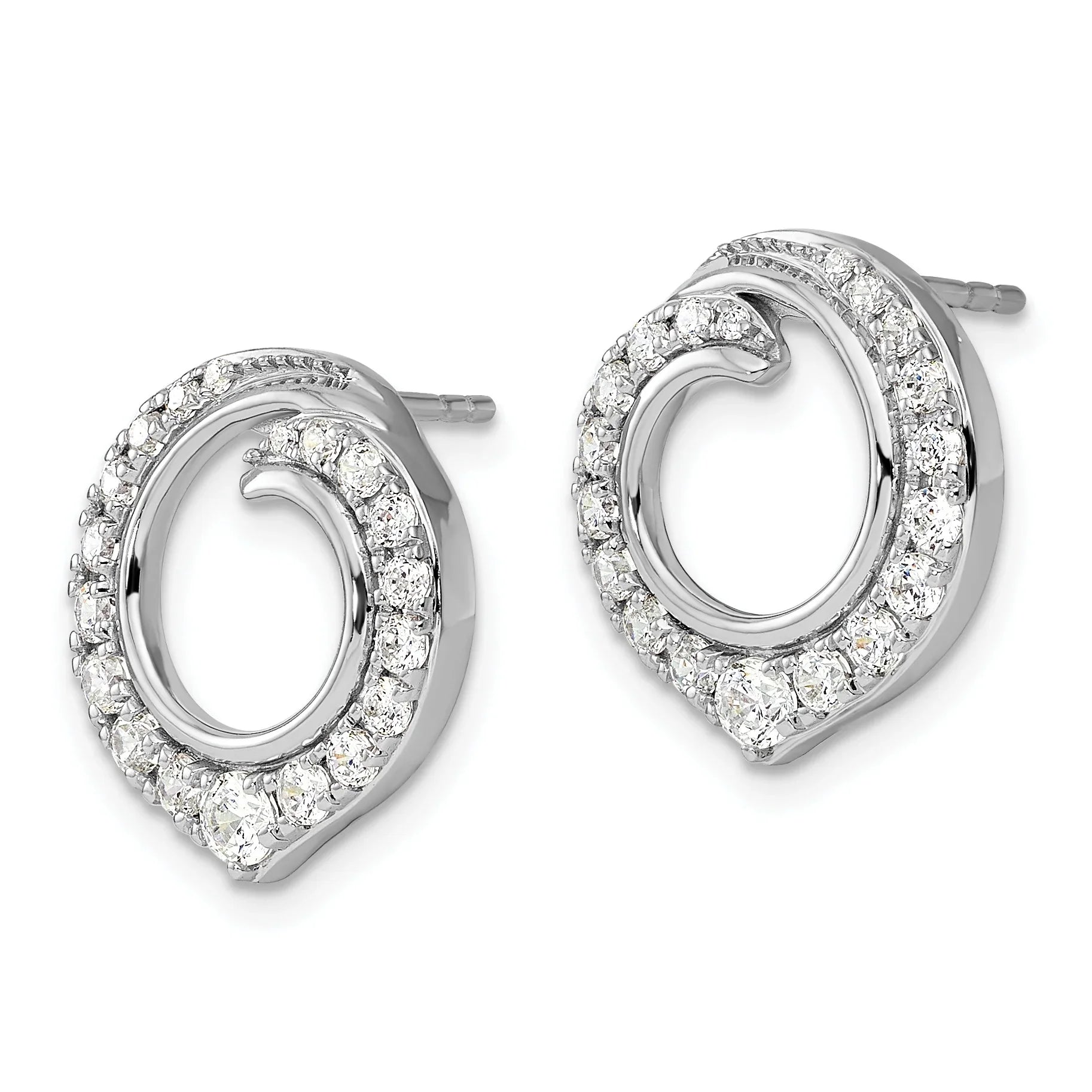 14k White Gold Lab Grown Diamond Circle Post Earrings - Fine Diamond