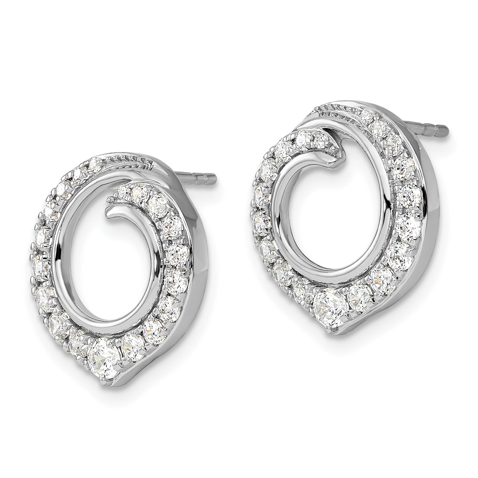 14k White Gold Lab Grown Diamond Circle Post Studs 1 Ct