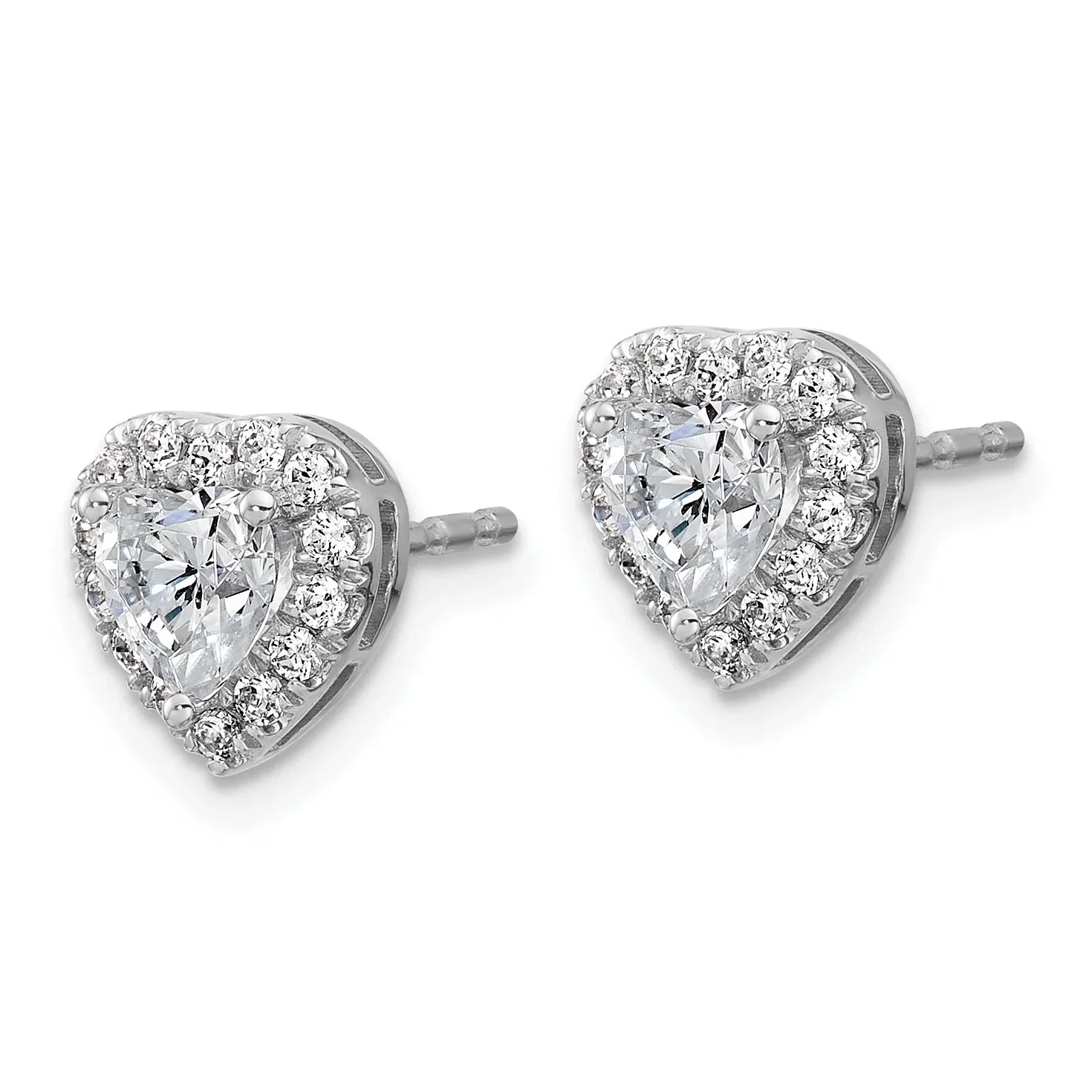 14k Gold Lab Grown Diamond Semi Mount Heart Post Studs Earrings - Fine Diamond