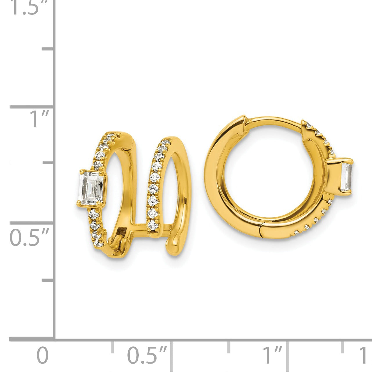 14K Yellow Gold Lab Grown Diamond Hinged Hoop Earrings