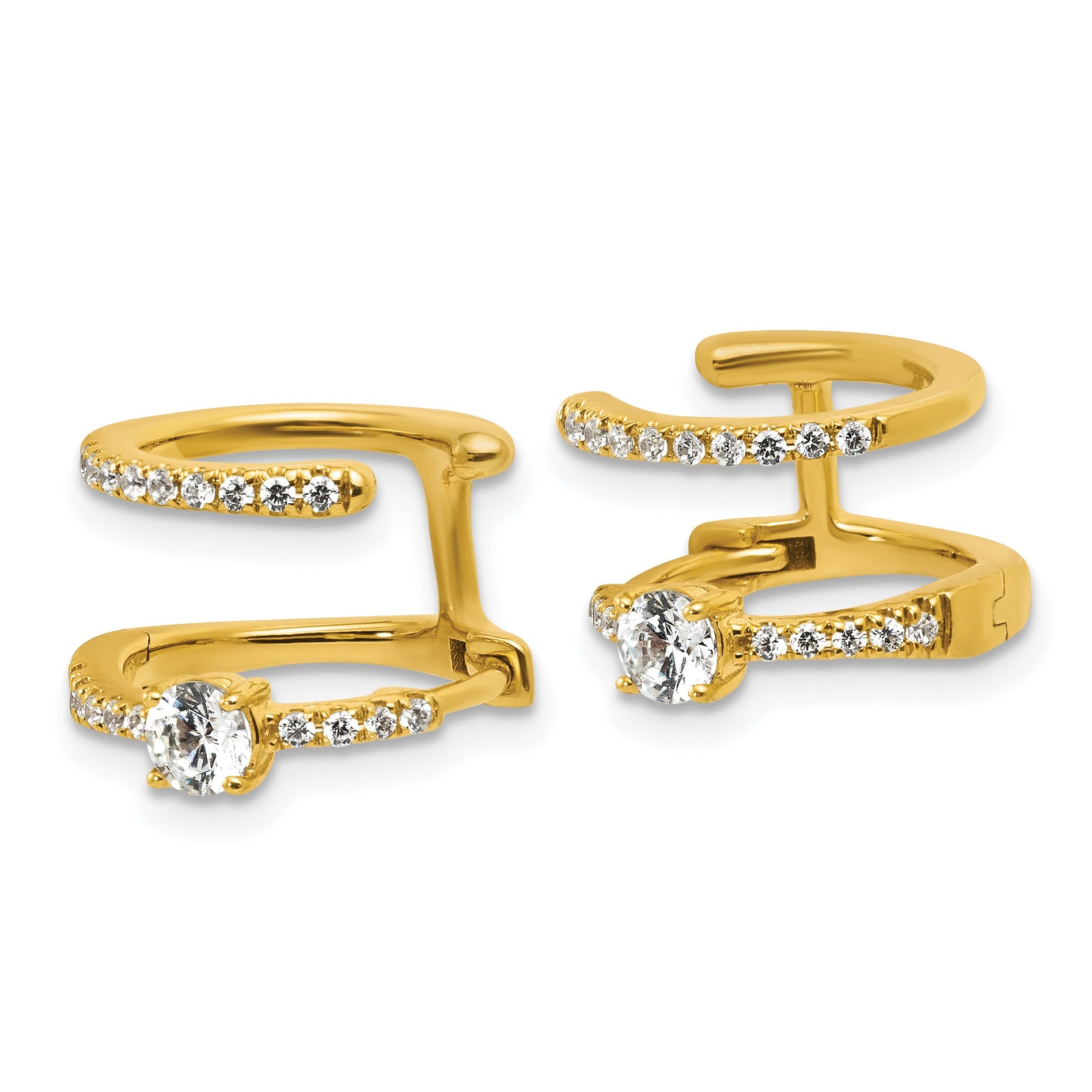 Lab Grown Diamond Hinged Hoop Earrings 14K Yellow Gold