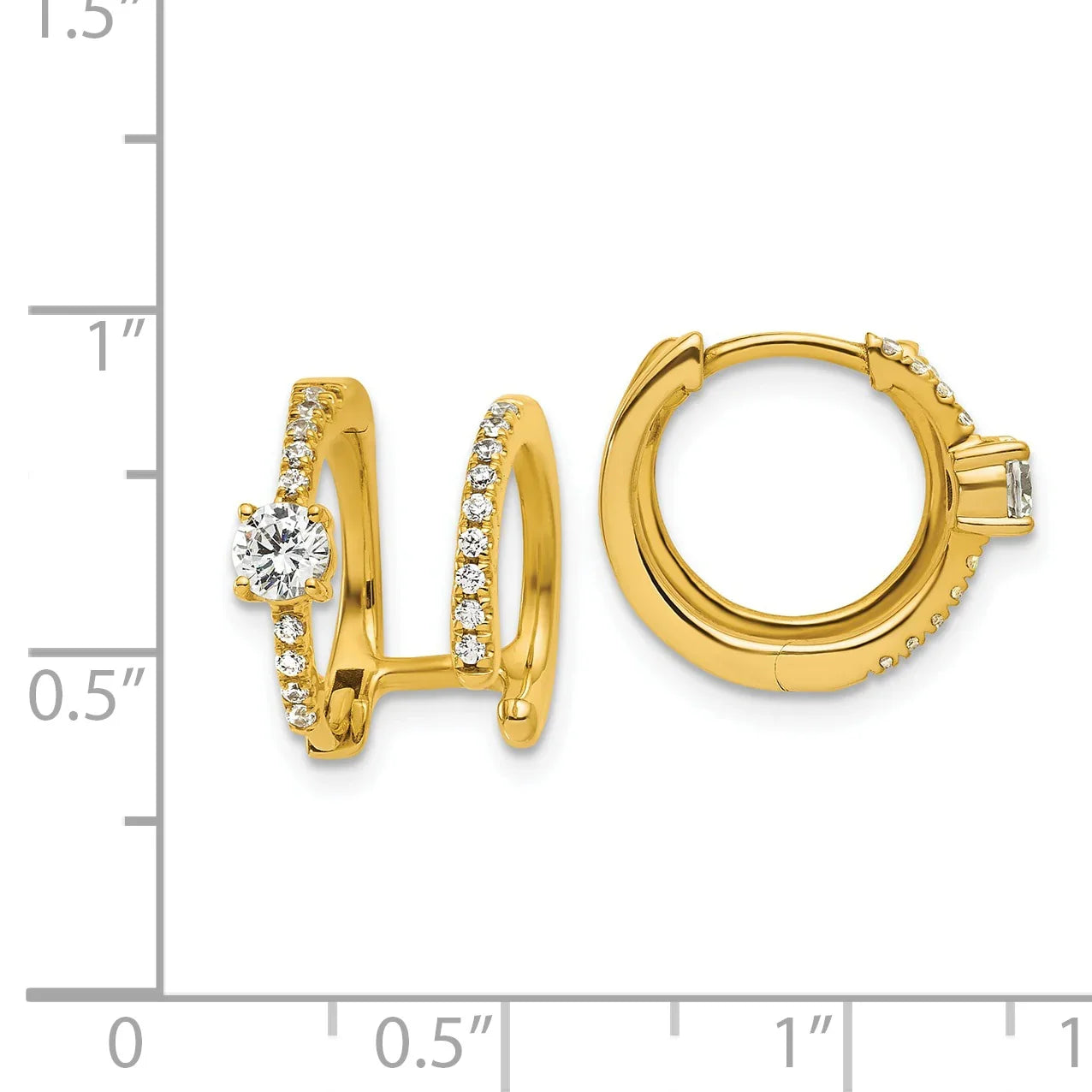 Lab Grown Diamond Hinged Hoop Earrings 14K Yellow Gold - Fine Diamond