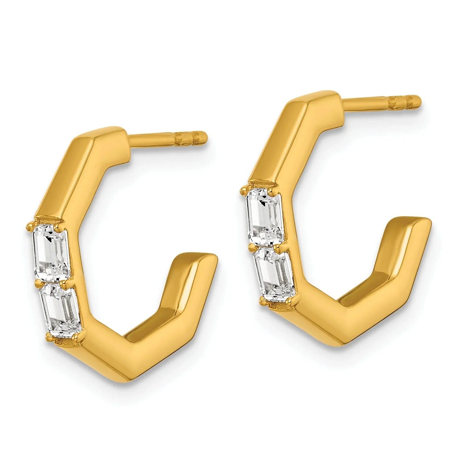 14K Yellow Gold 1/2 carat Lab Grown Diamond C-Hoop Earrings - Fine Diamond