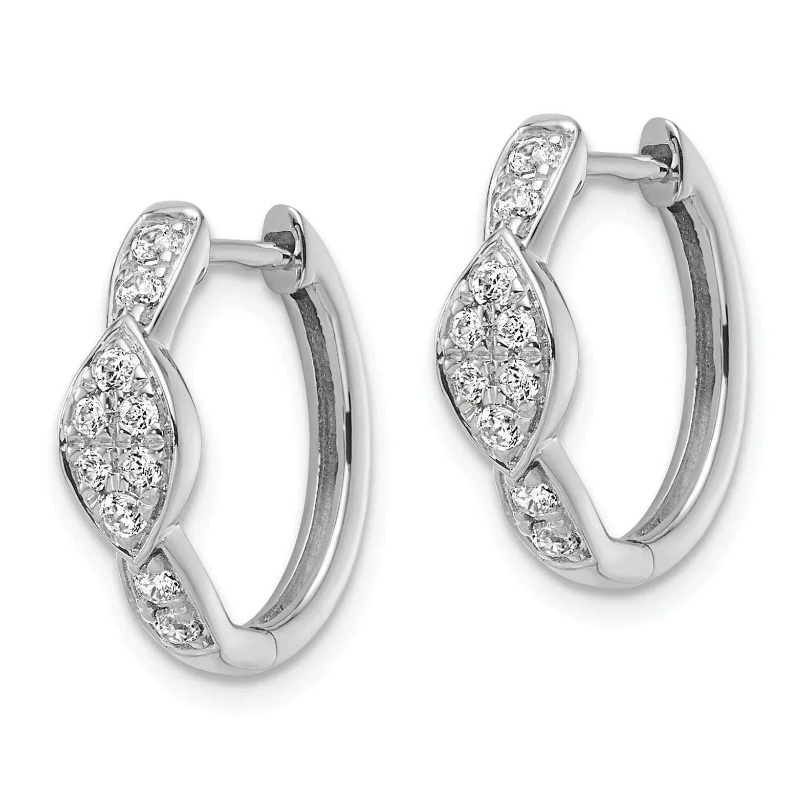 Lab Grown Diamond Huggie Hoop Earrings 14K White Gold - Fine Diamond