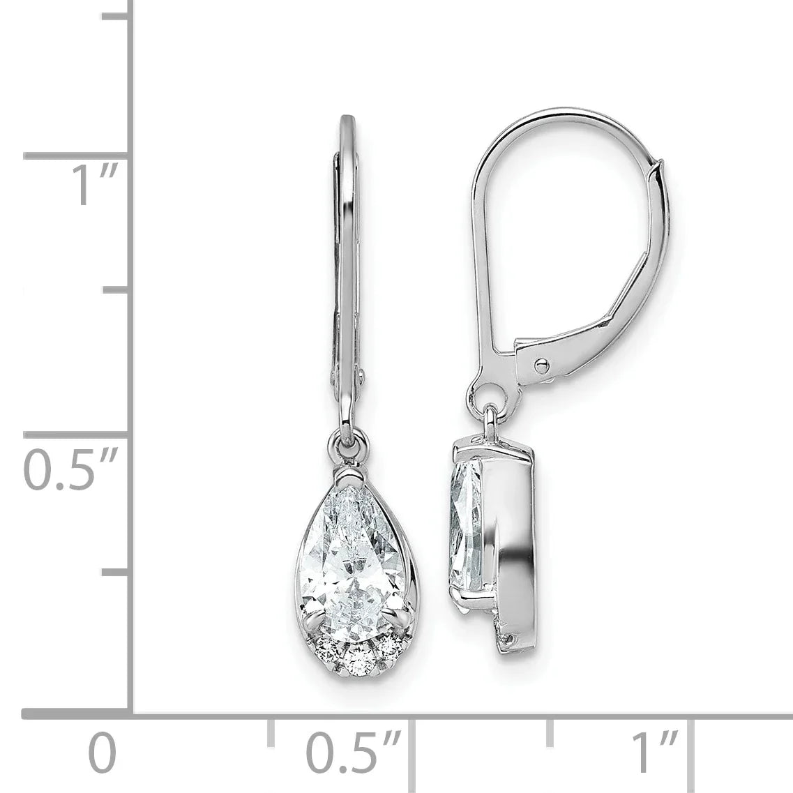 14K White Gold Lab Grown Diamond Leverback Earrings - Fine Diamond