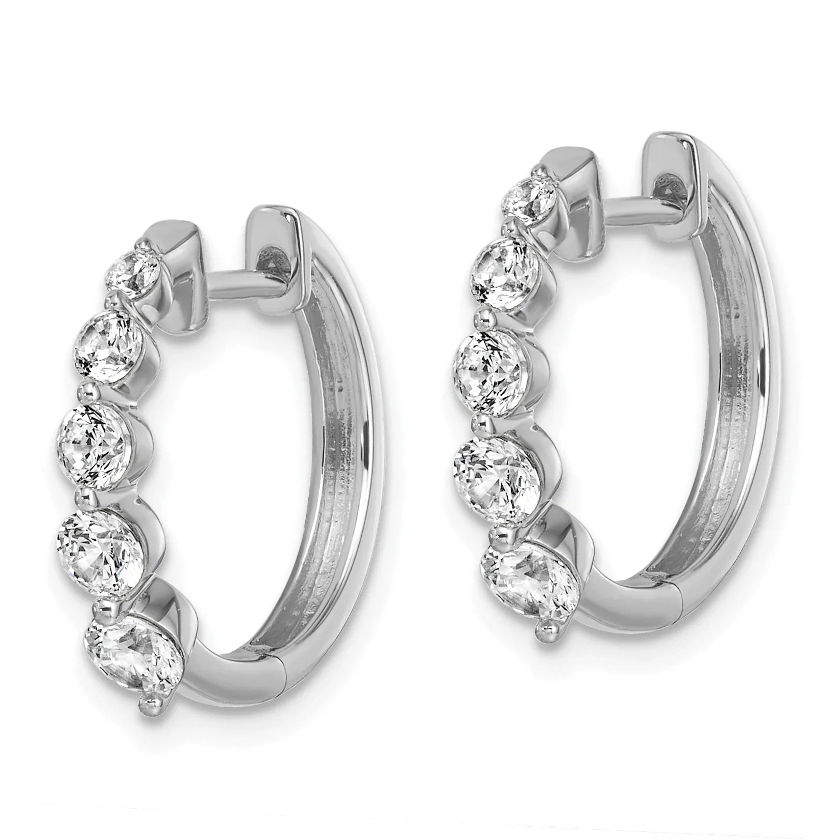 14k Gold Lab Grown Diamond Hinged Hoop Complete Earrings - Fine Diamond