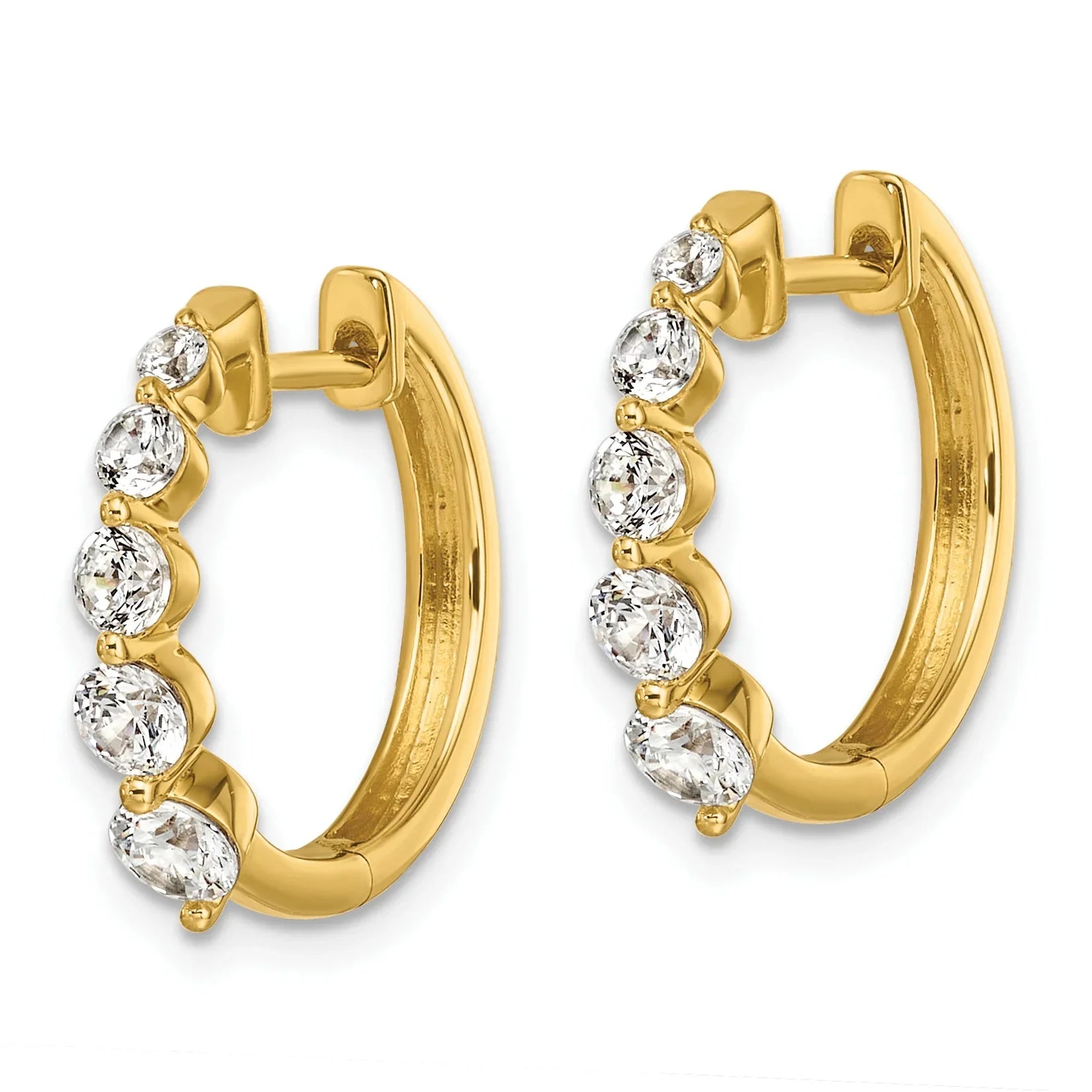 14k Gold Lab Grown Diamond Hinged Hoop Complete Earrings - Fine Diamond