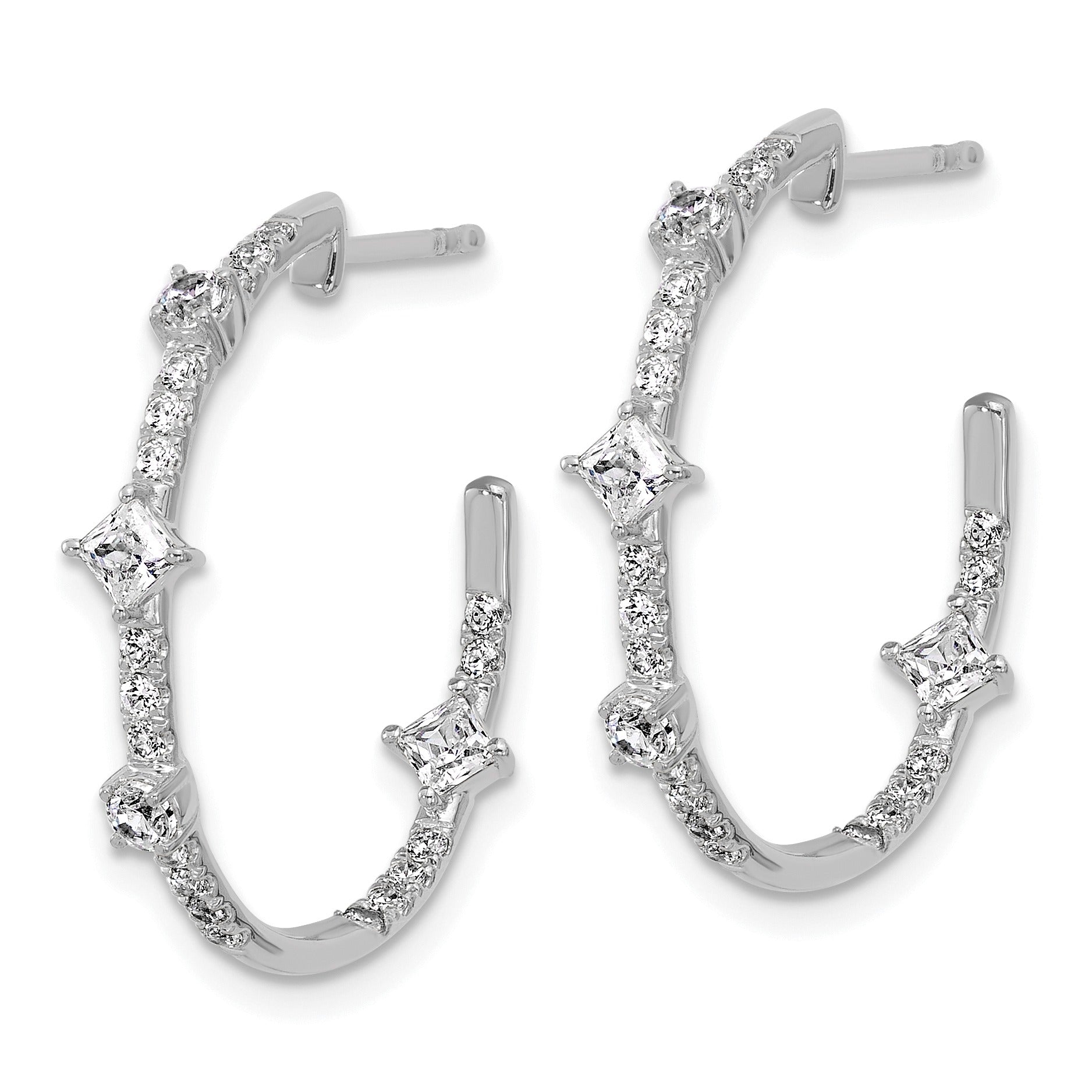 14K White Gold Lab Diamond Hoop Earrings