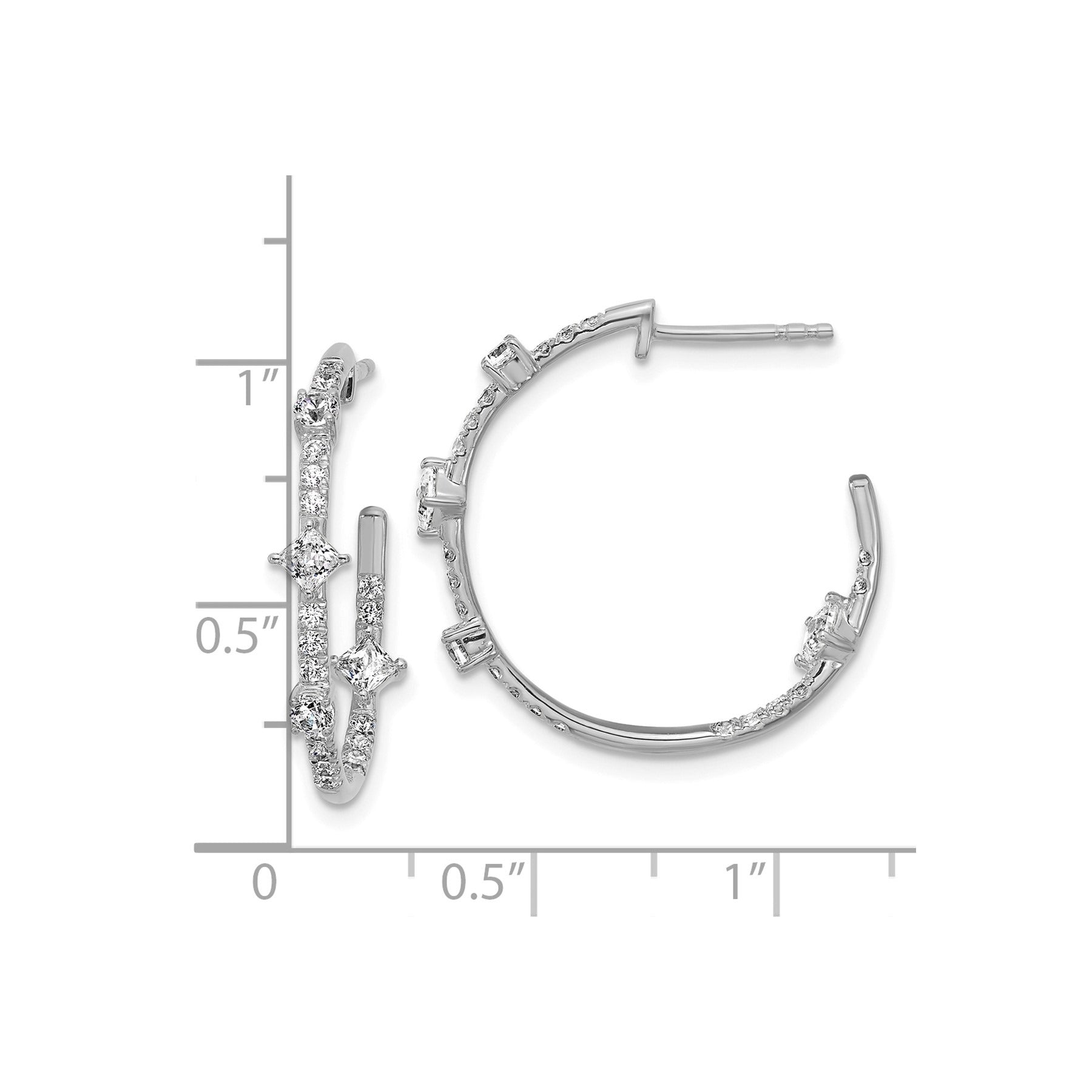 14K White Gold Lab Diamond Hoop Earrings 1 Ct