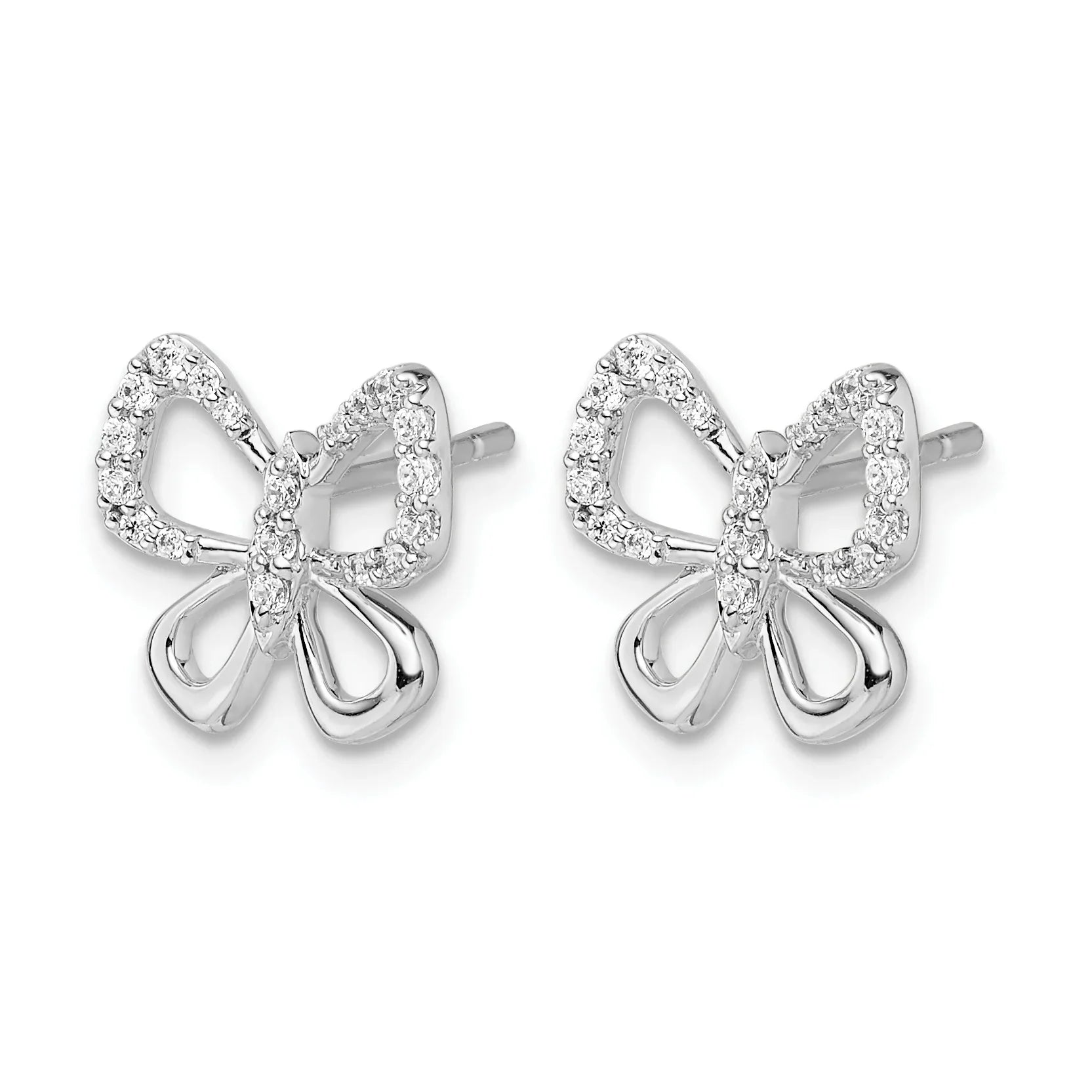 14K White Gold Lab Grown Diamond Butterfly Stud Earrings - Fine Diamond