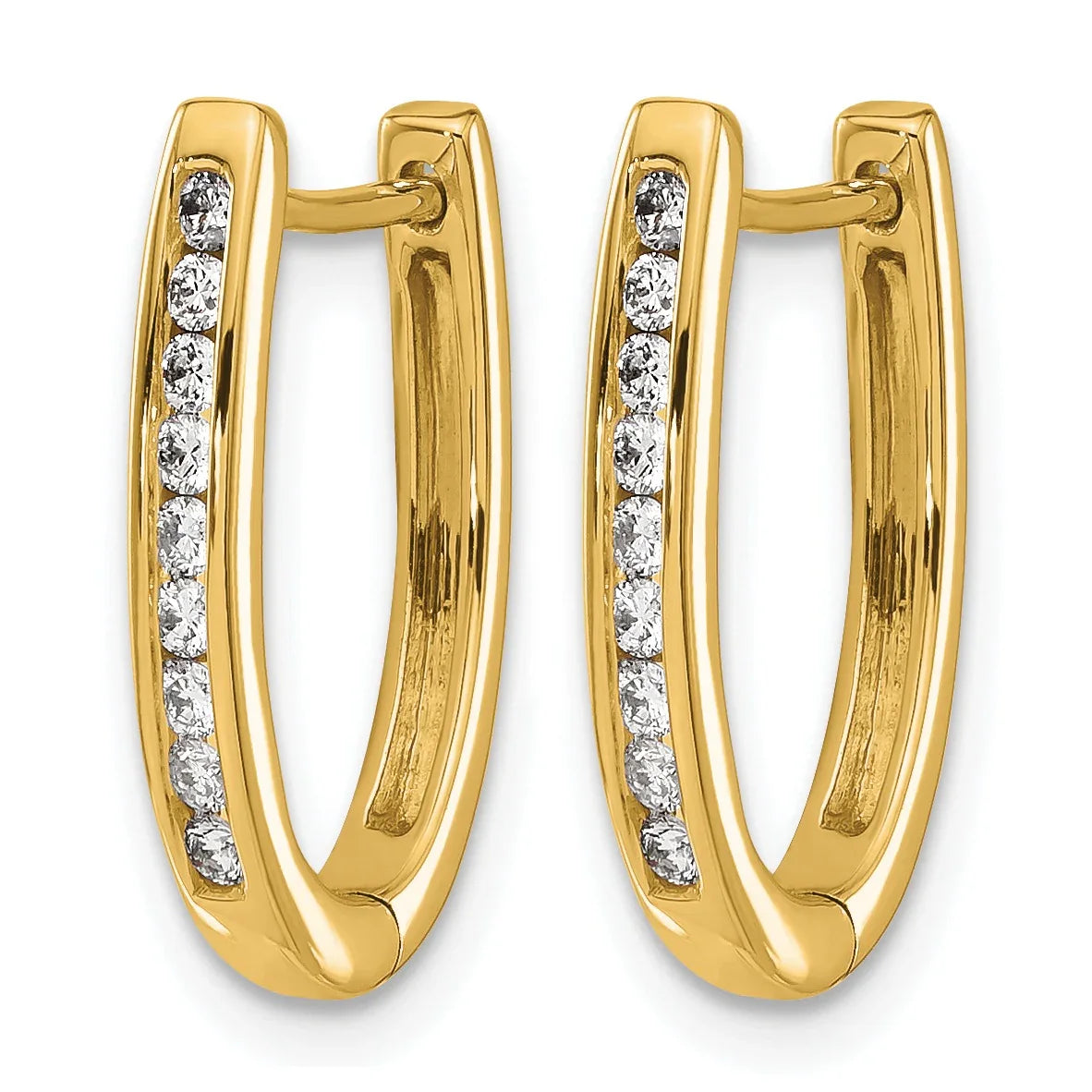 14k Gold Lab Grown Diamond Hinged Hoop Earrings 1/4 carat - Fine Diamond
