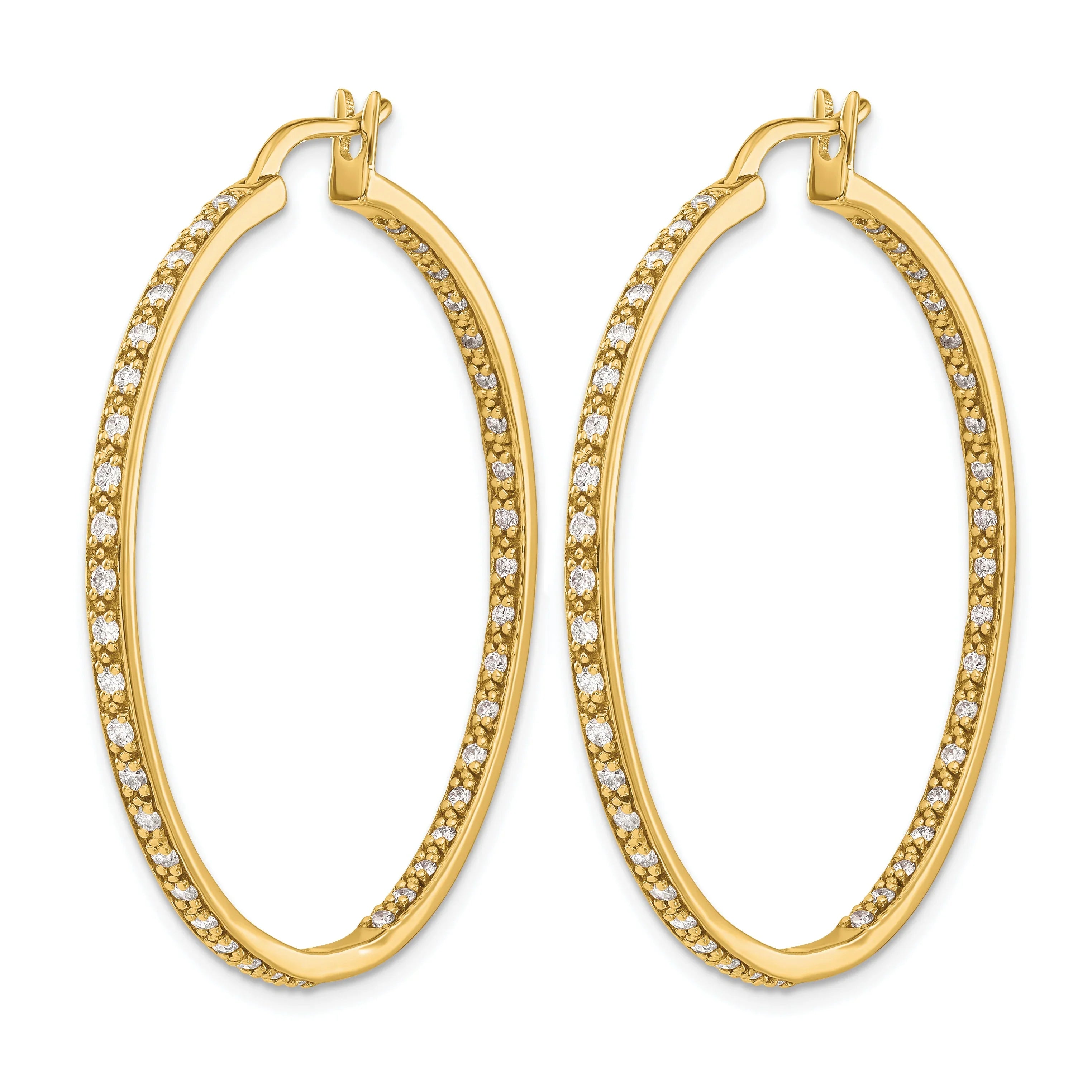 14K Gold Lab Grown Diamond In and Out Hoop Earrings - Fine Diamond