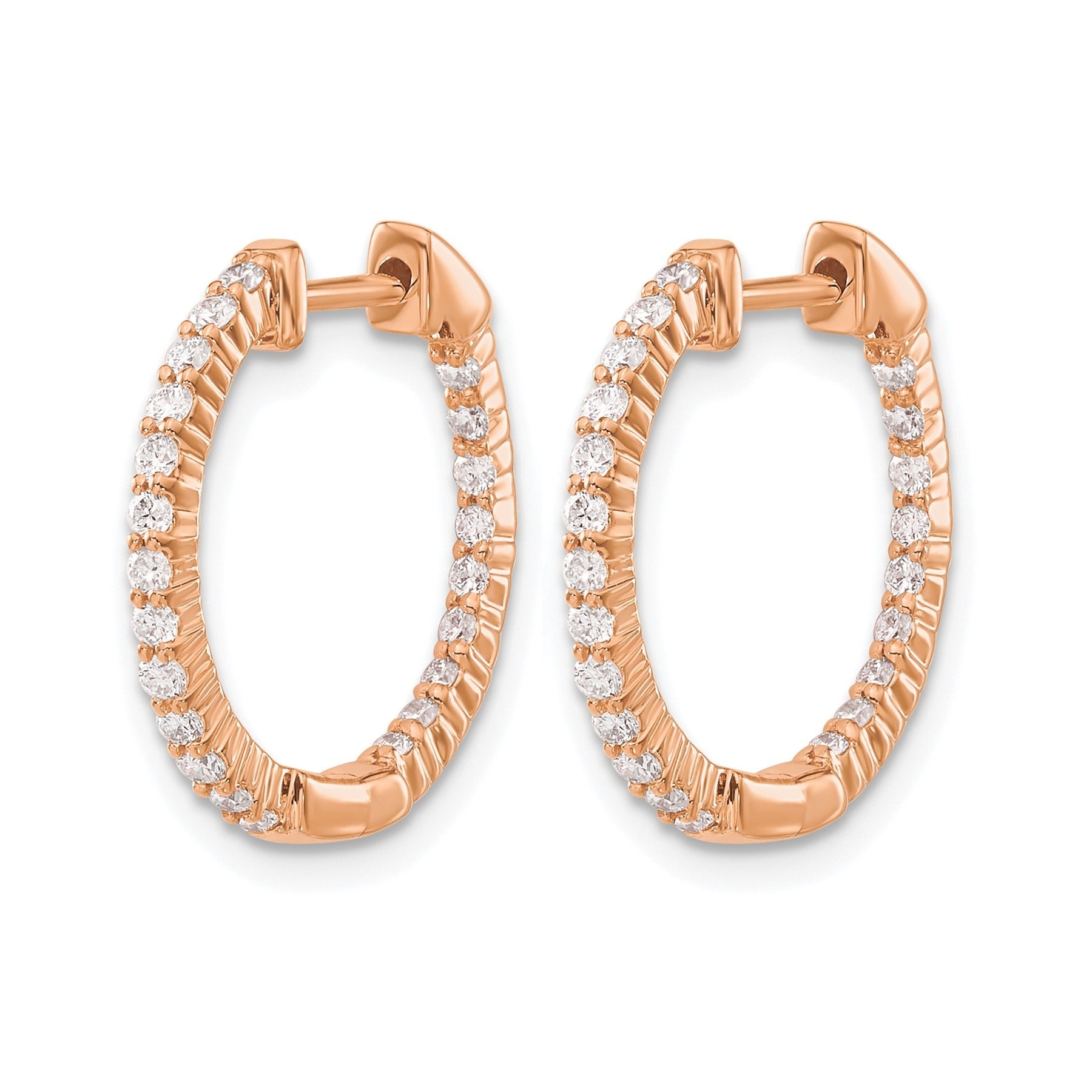 14k Gold Lab Grown Diamond In/Out Hoop Earrings 0.5 Ct