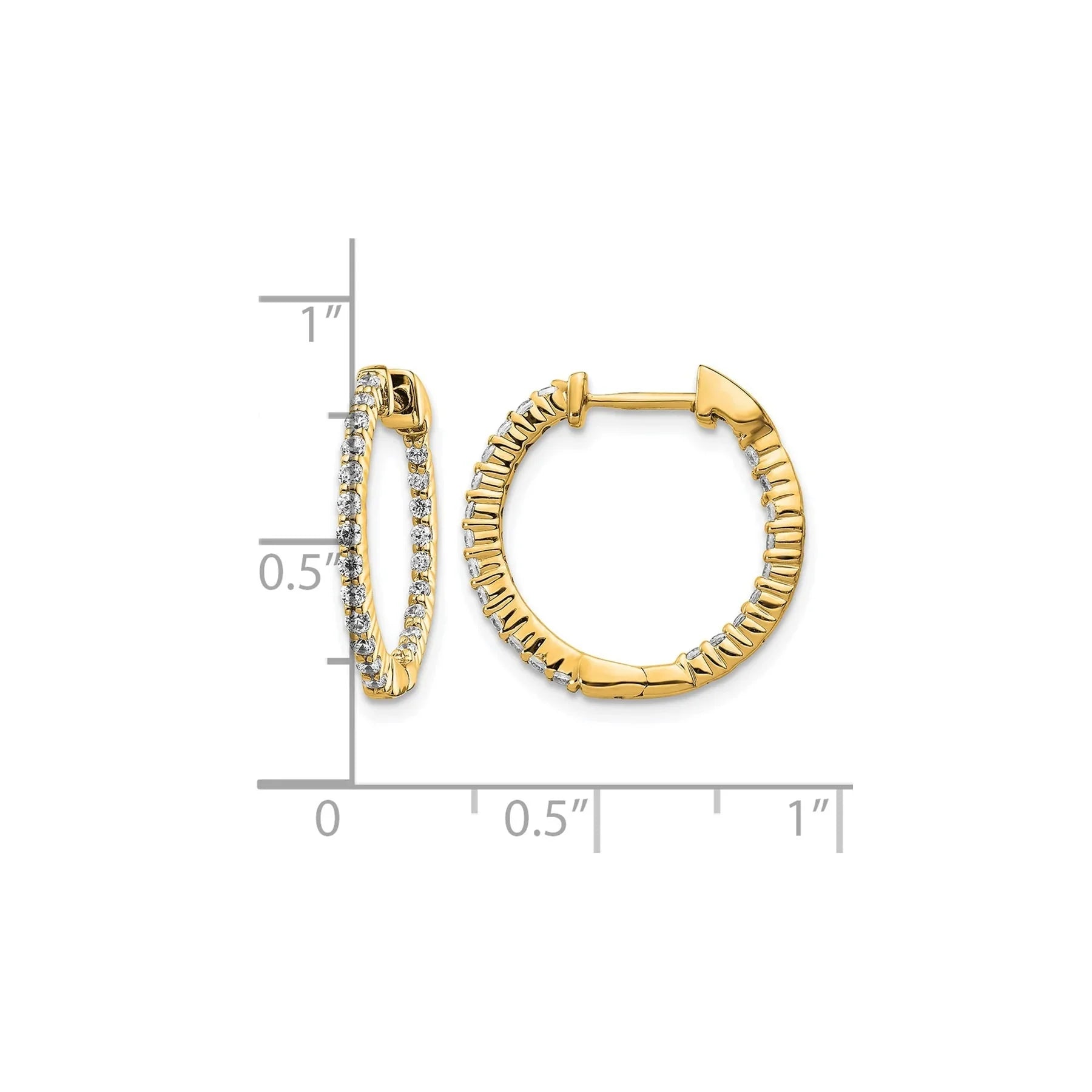 14k Gold Lab Grown Diamond In/Out Hoop Earrings - Fine Diamond