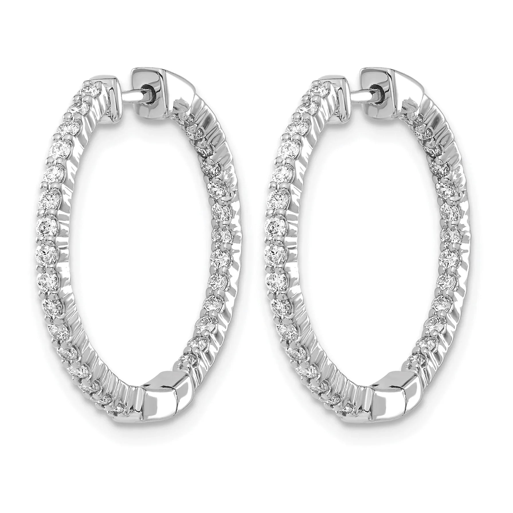 14k Gold Lab Grown Diamond Round In and Out Hoop Earrings - Fine Diamond