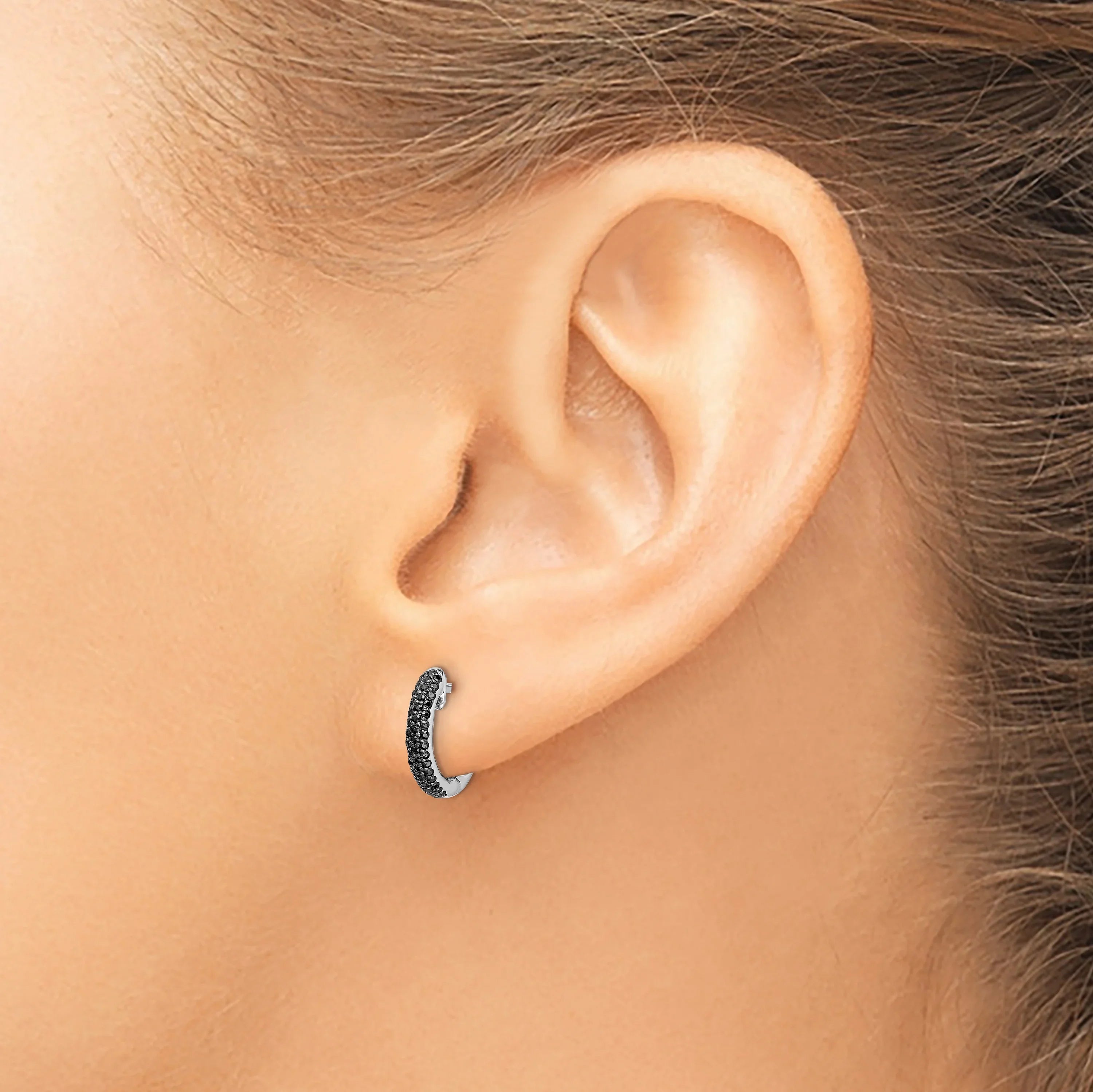 14k White Gold Lab Grown Diamond In & Out Hinged Hoop Earrings - Fine Diamond