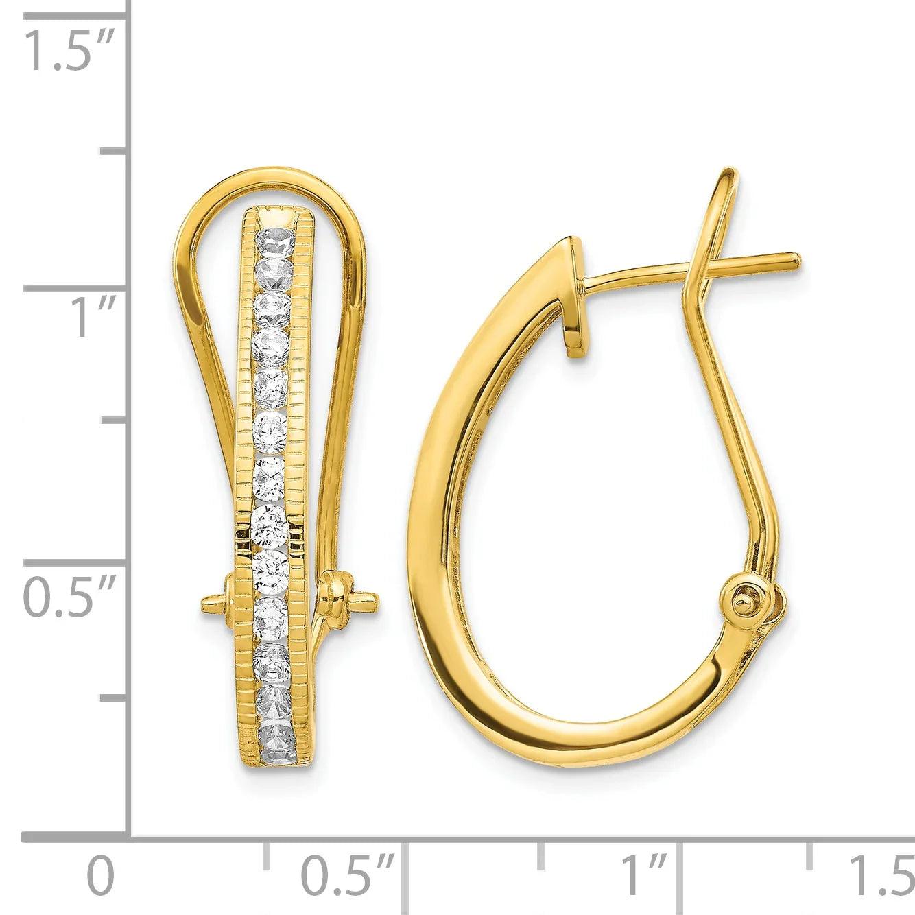 14K Yellow Gold Lab Grown Diamond Fashion Hinged Hoop Earrings - Fine Diamond
