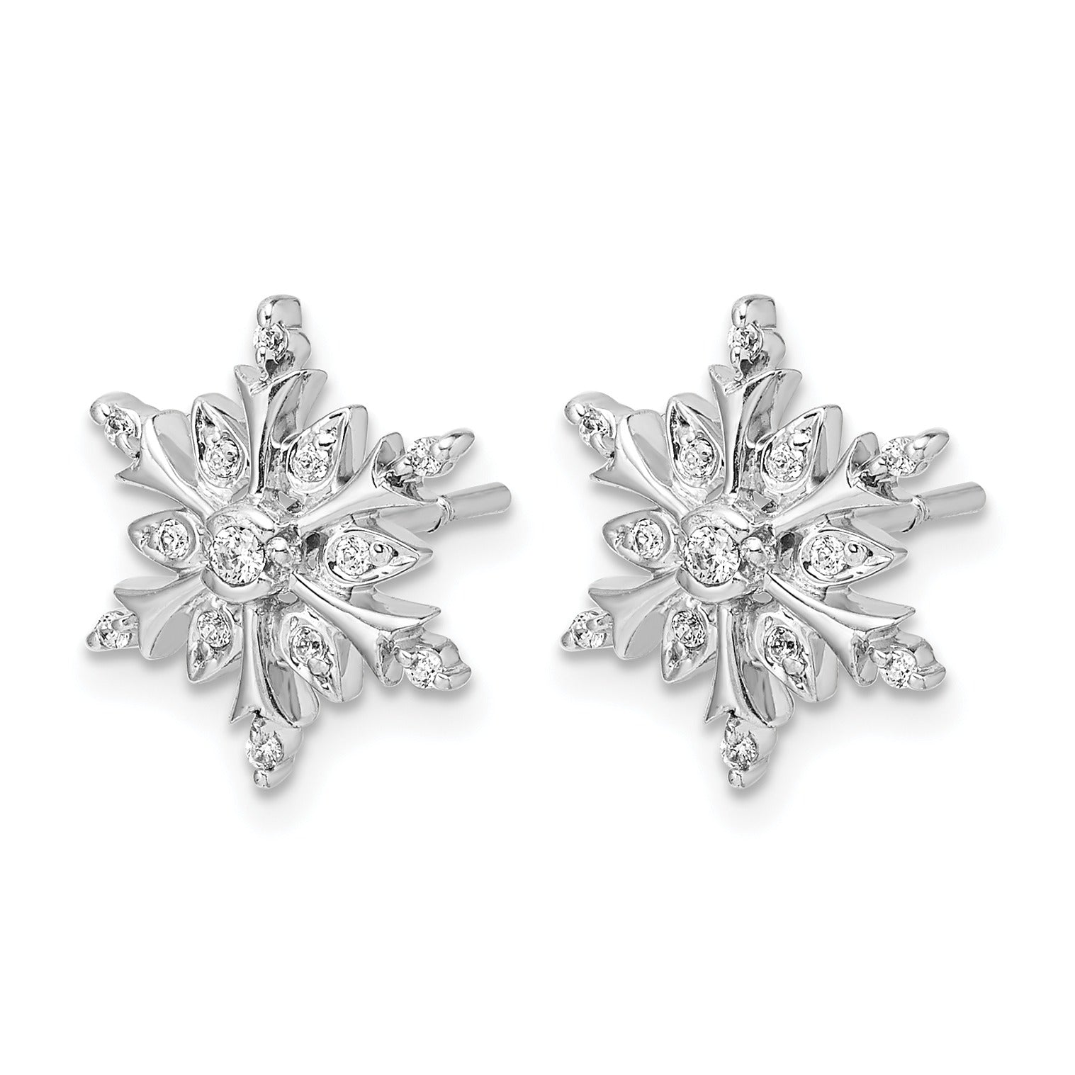 14k White Gold Lab Grown Diamond Snowflake Stud Earrings 0.16 Ct