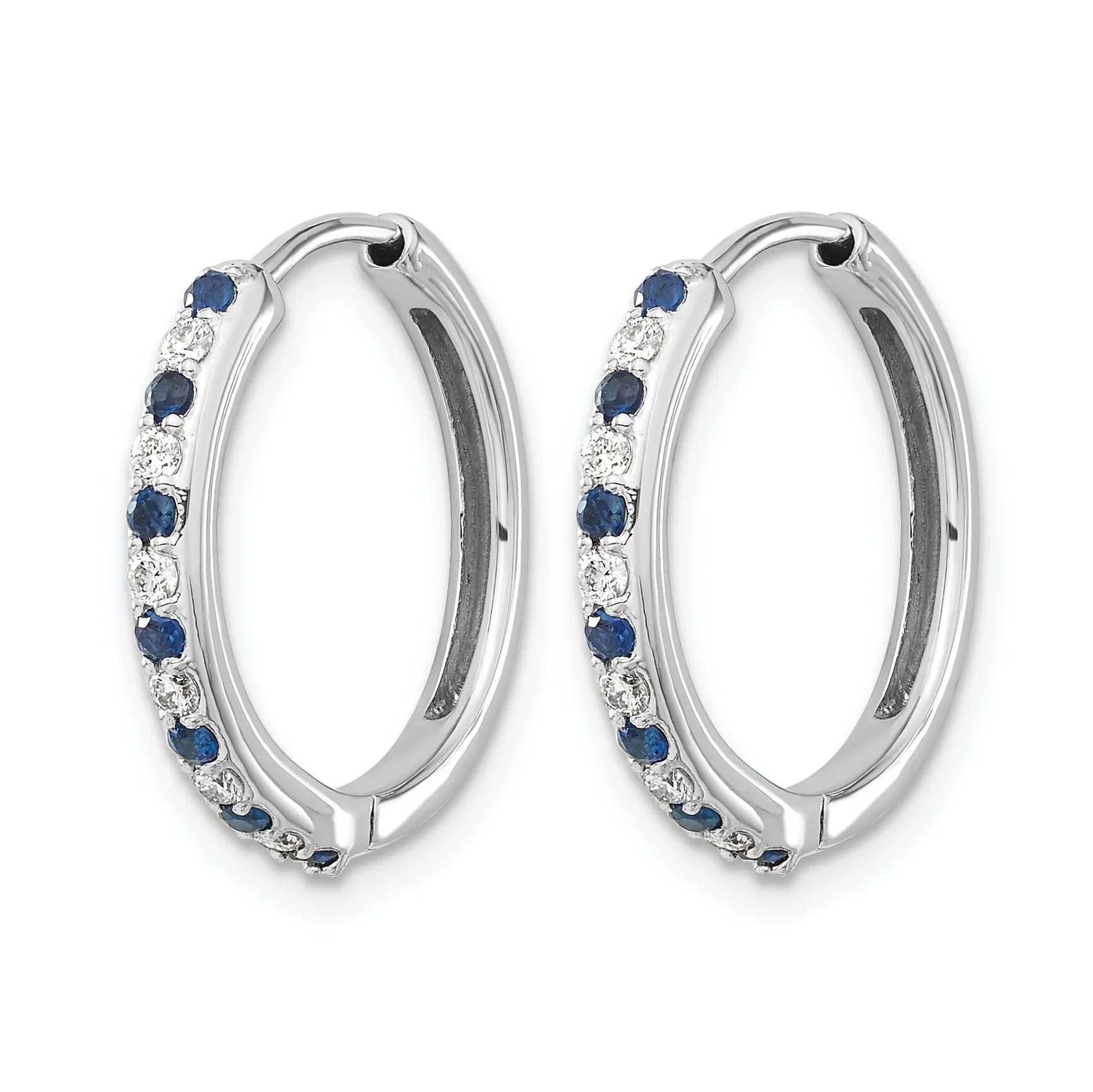 14k White Gold Lab Grown Diamond Hinged Hoop Earrings - Fine Diamond