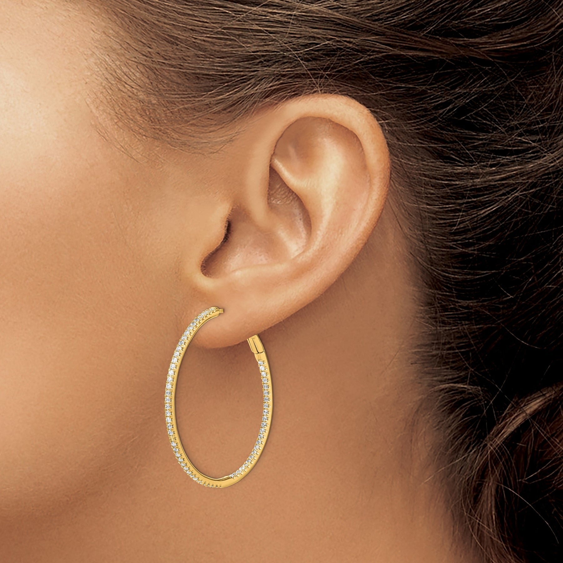 14k Gold Lab Grown Diamond Hoop Earrings