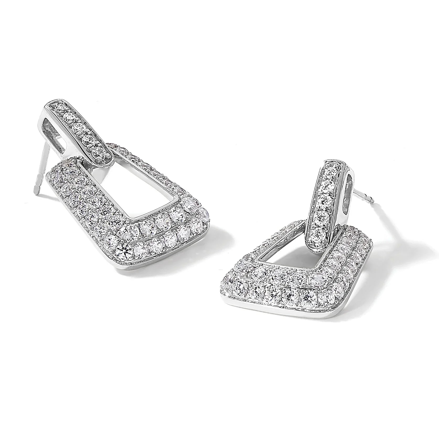 14K White Gold Lab Diamond Dangle Post Earrings - Fine Diamond