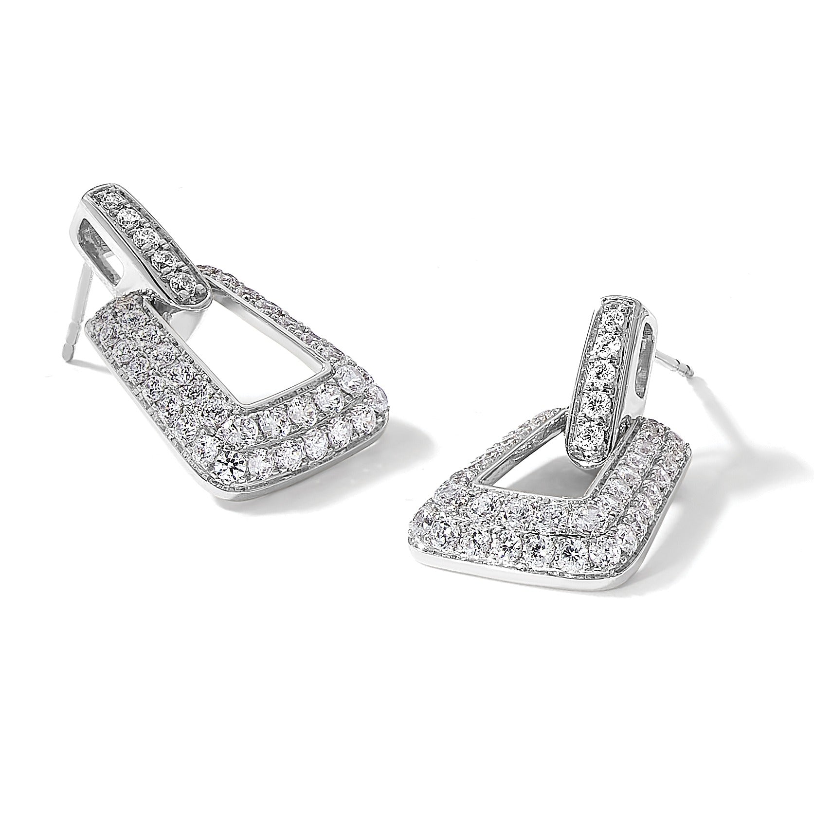 14K White Gold Lab Diamond Dangle Post Earrings