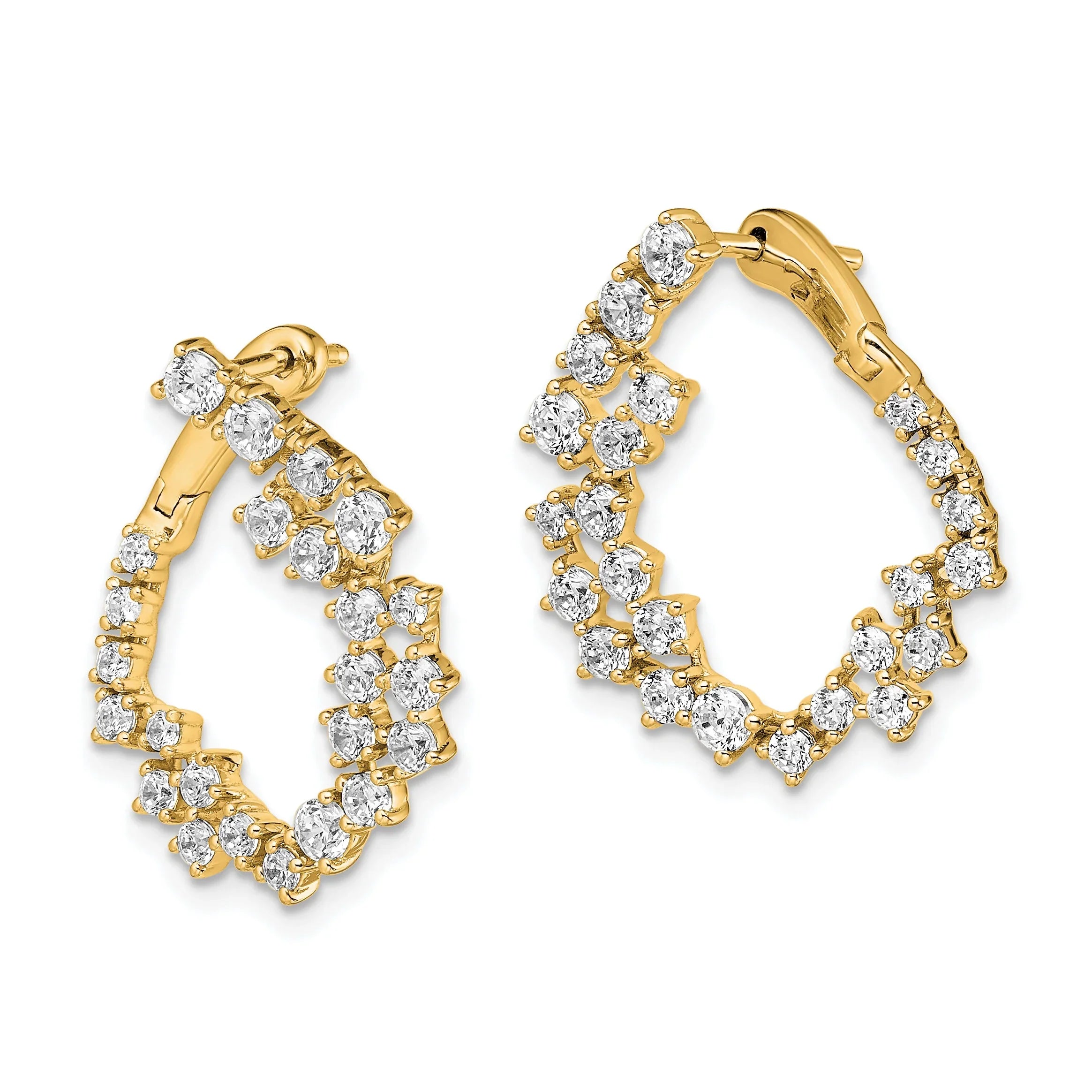 14K Gold Lab Grown Diamond Unique Hoop Earrings - Fine Diamond