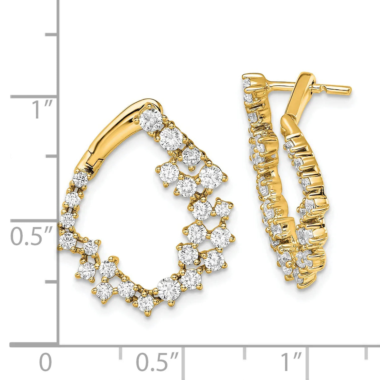 14K Gold Lab Grown Diamond Unique Hoop Earrings - Fine Diamond