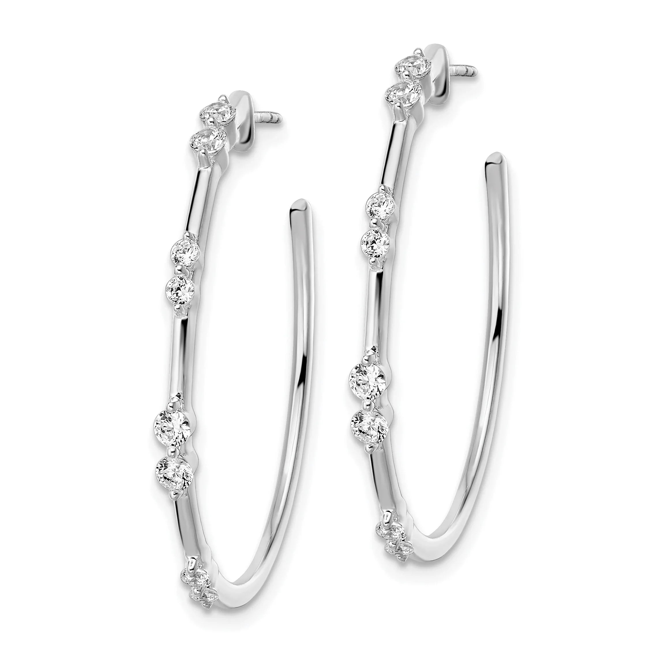 14K Gold Lab Grown Diamond Post Hoop Earrings - Fine Diamond