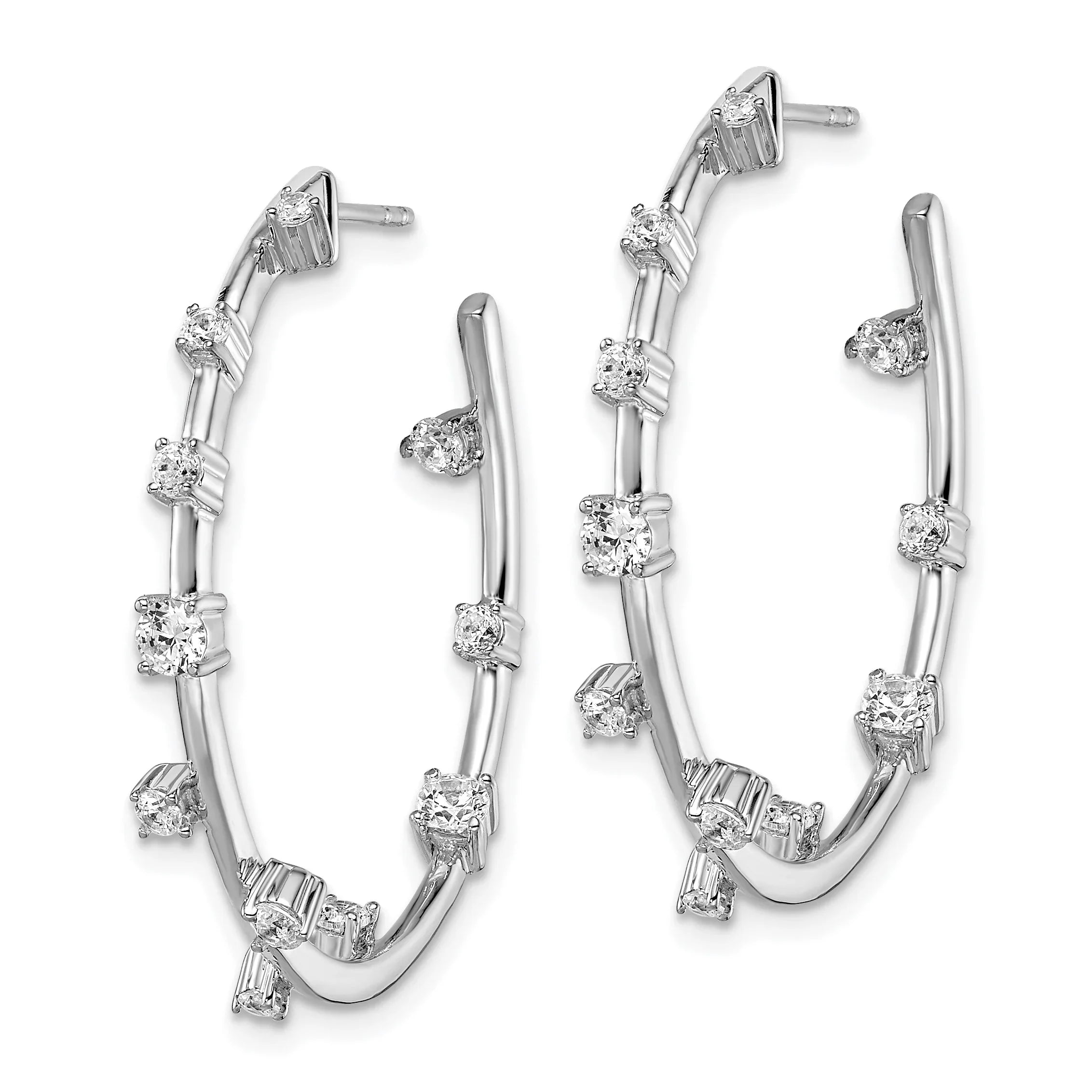 14K Gold Lab Grown Diamond Post Hoop Earrings - Fine Diamond