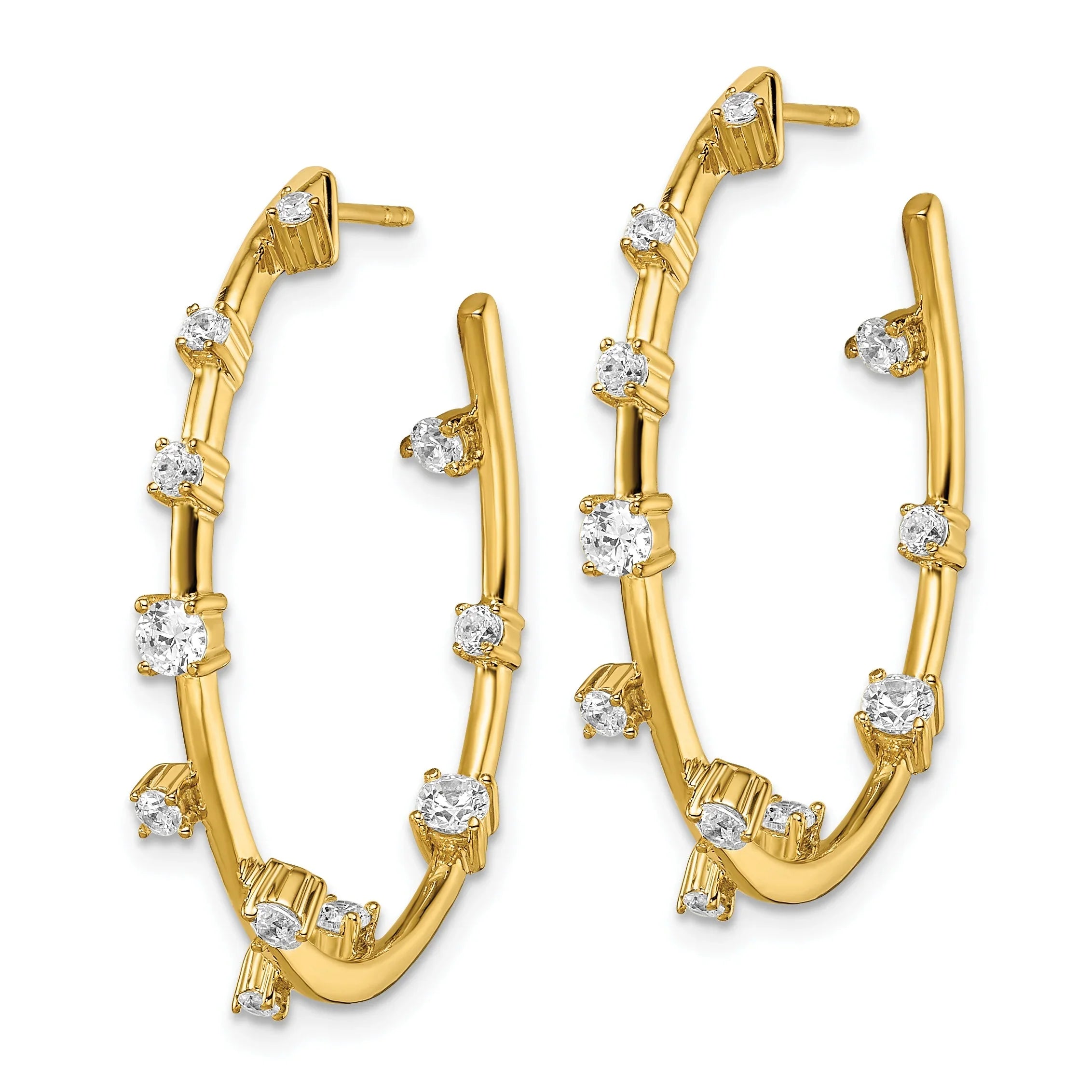 14K Gold Lab Grown Diamond Post Hoop Earrings - Fine Diamond
