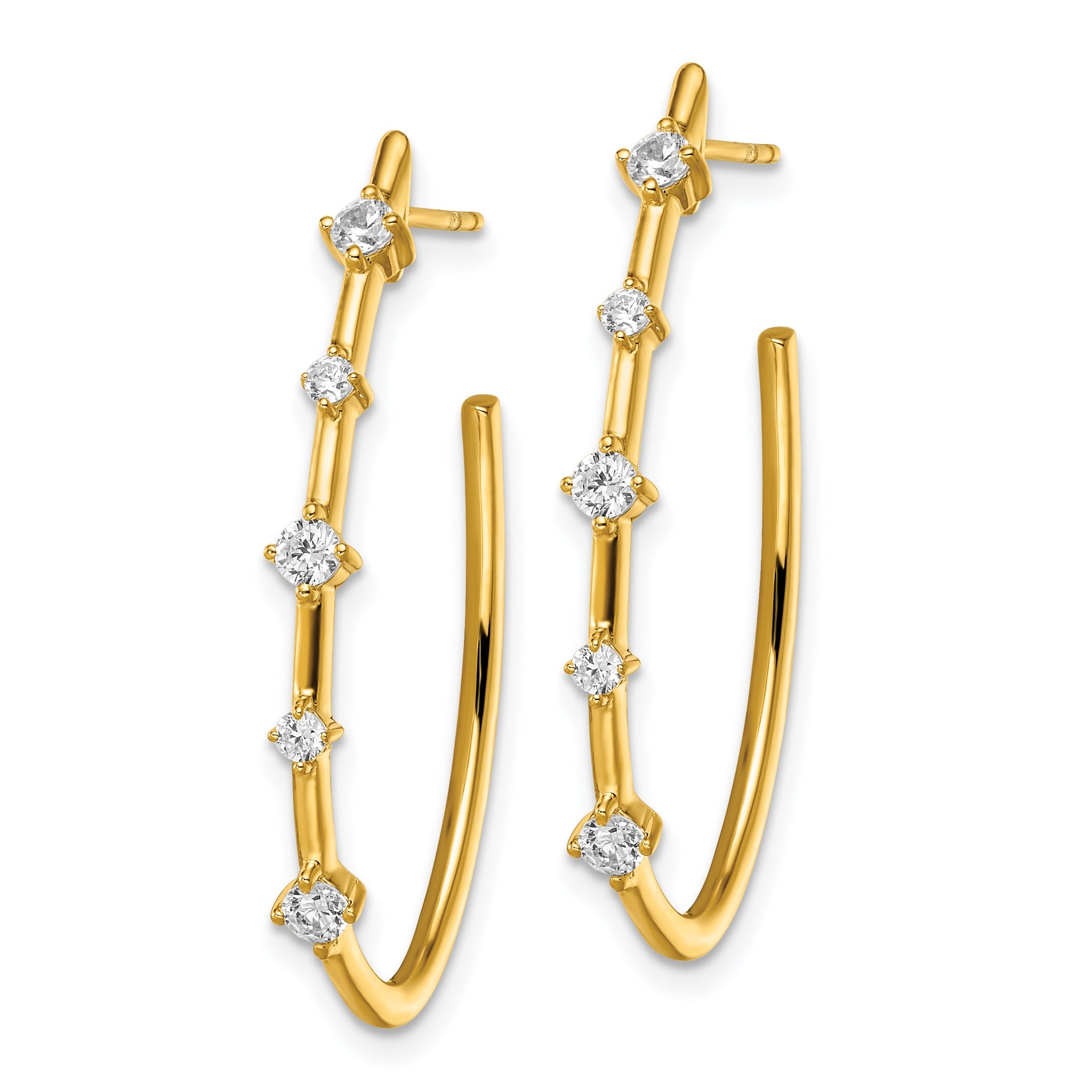 14K Gold Lab Grown Diamond Post J Hoop Earrings