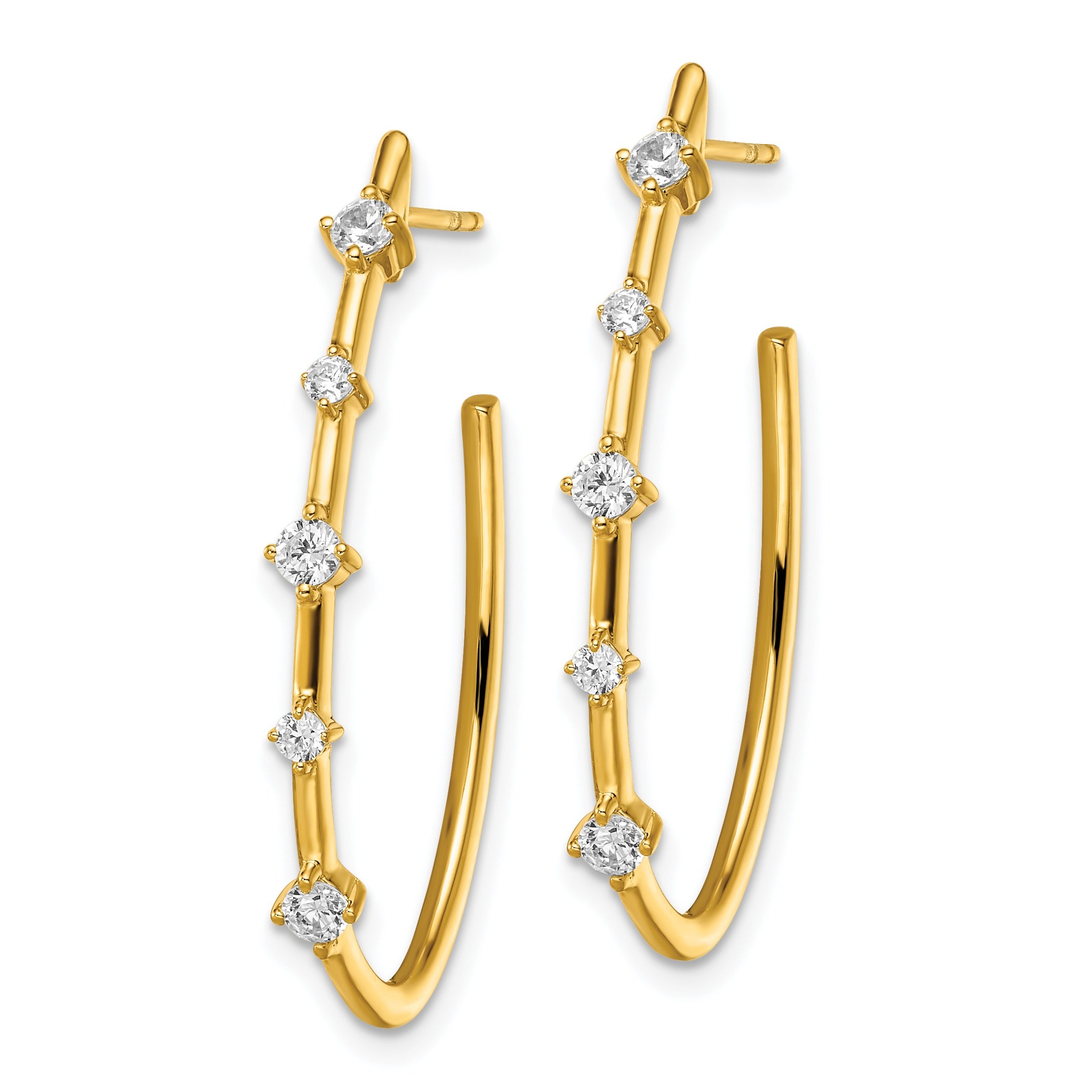 14K Gold Lab Grown Diamond Post J Hoop Earrings