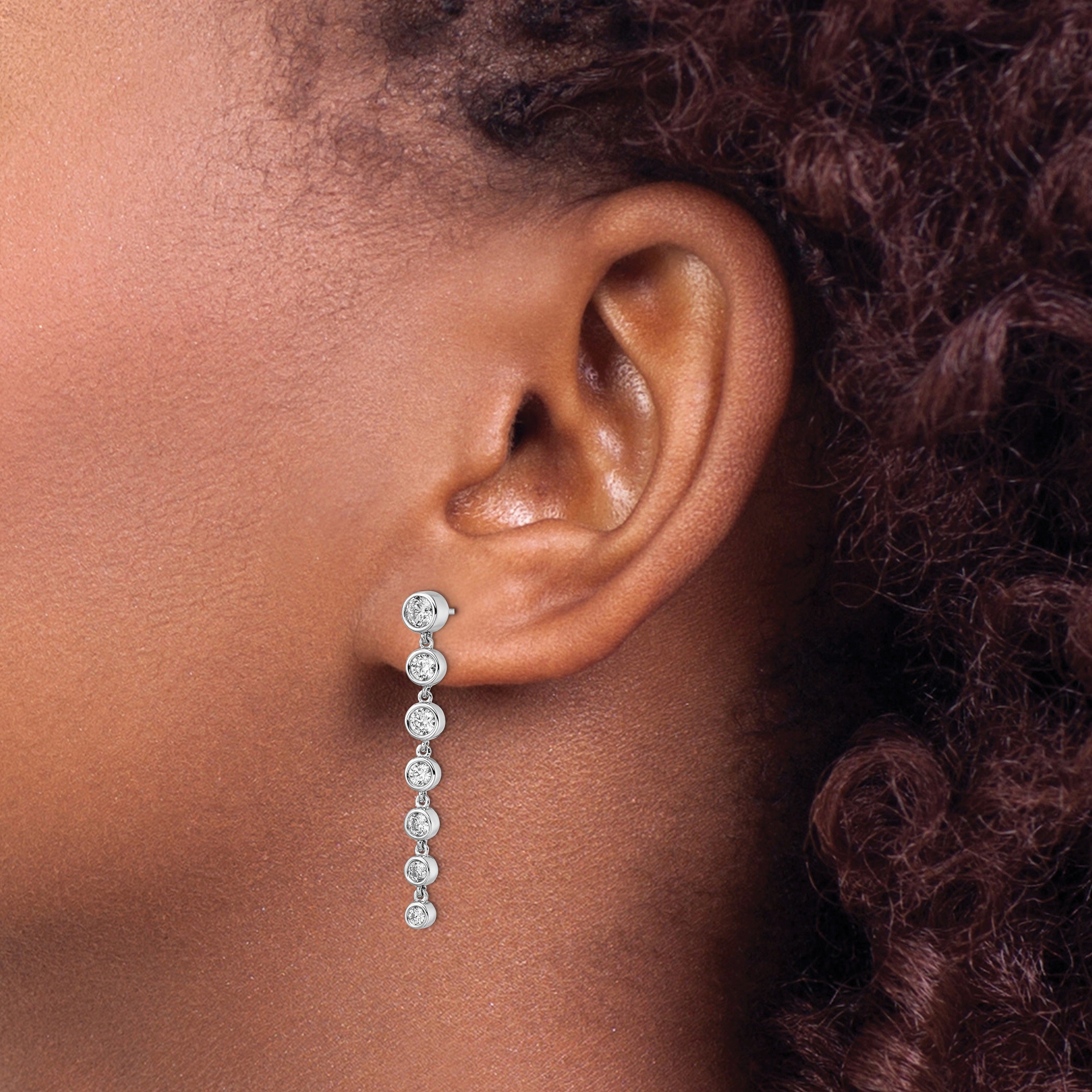 14K Gold Lab Grown Diamond Dangle Post Earrings