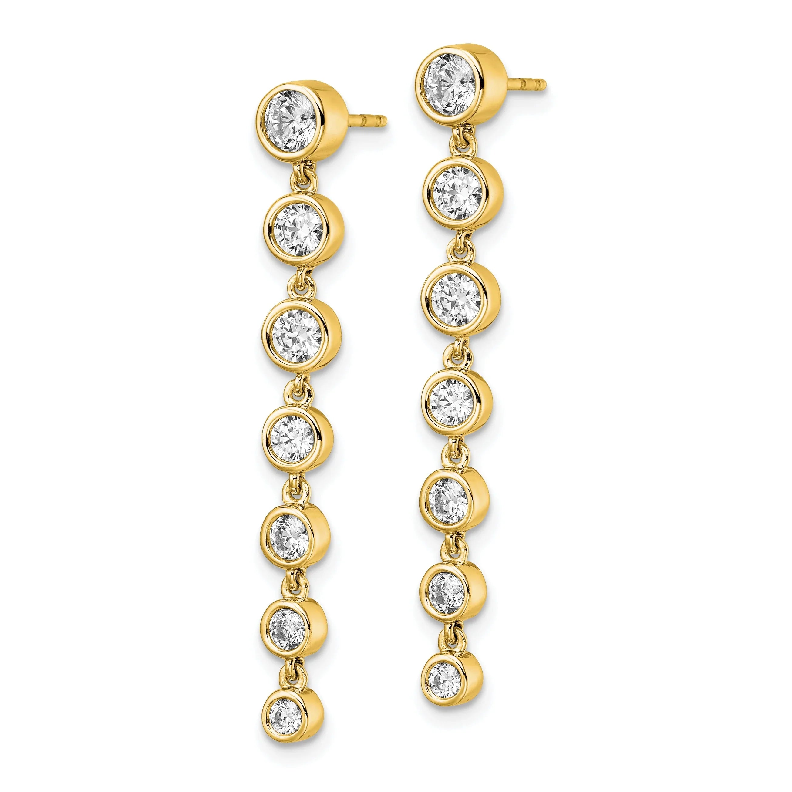 14K Gold Lab Grown Diamond Dangle Post Earrings - Fine Diamond