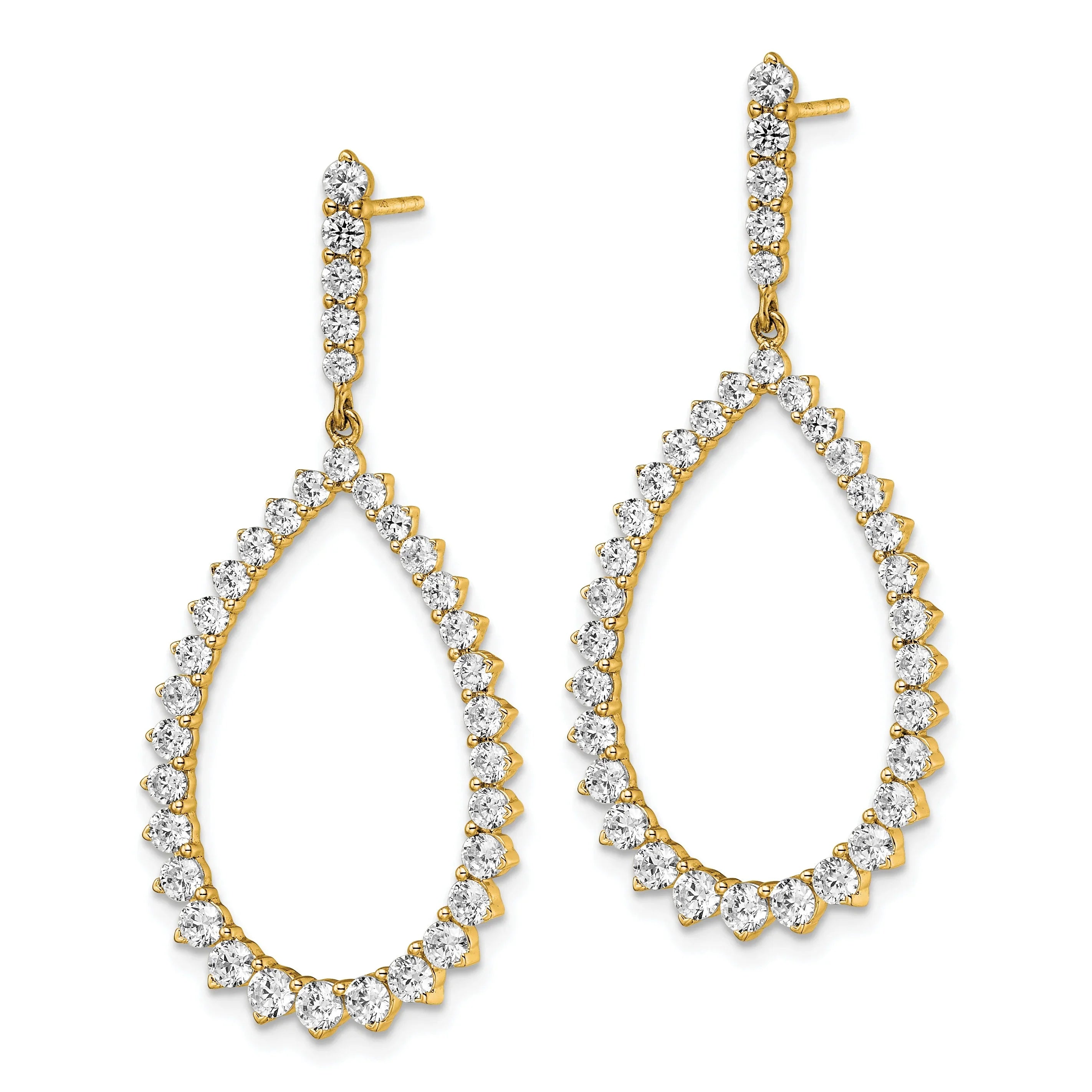 14K Gold 3 ct Lab Grown Diamond Dangle Earrings - Fine Diamond