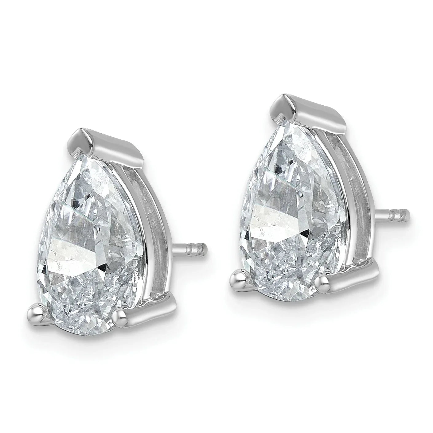 14K Gold Lab Grown Diamond Pear Three Prong Stud Earrings - Fine Diamond