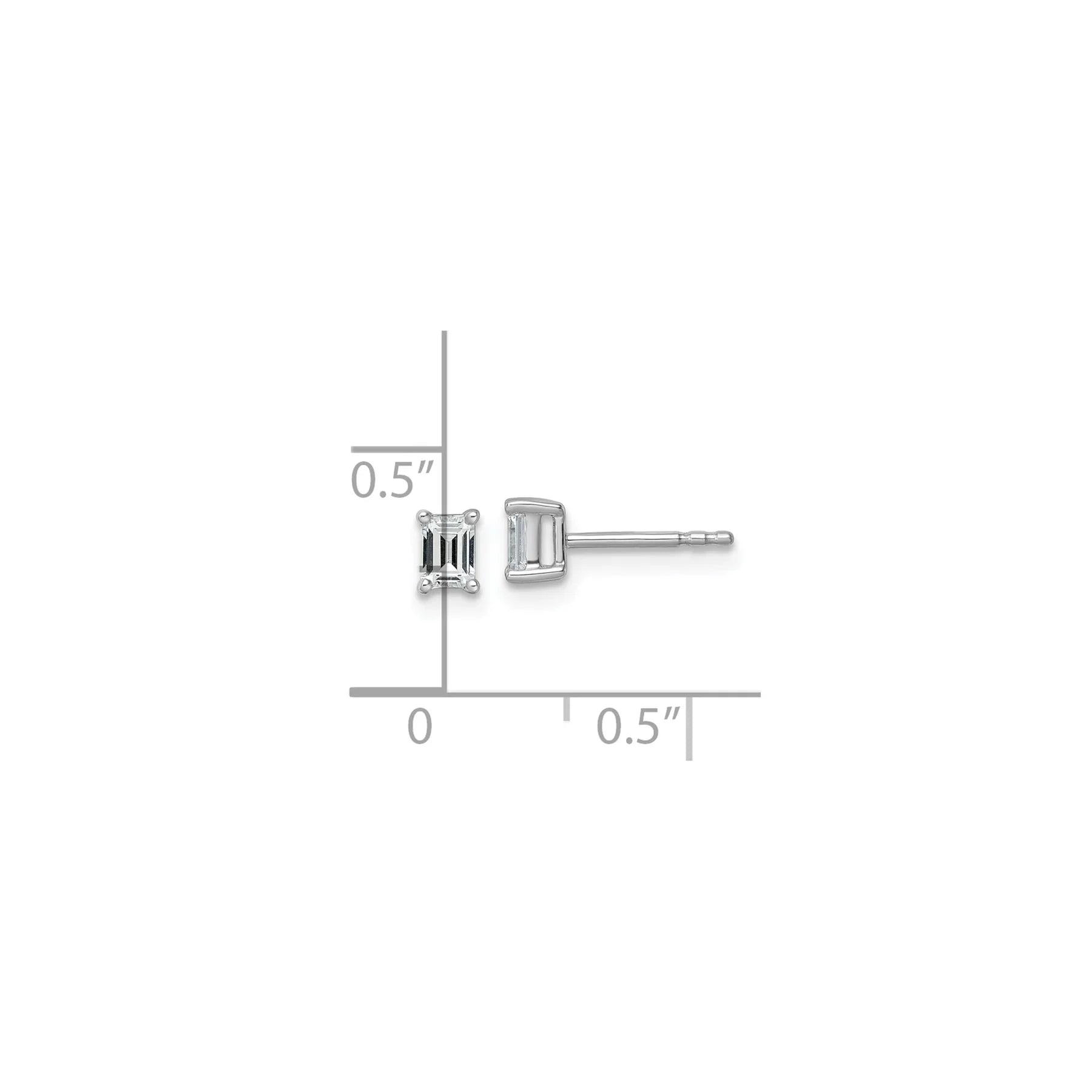14K Gold Lab Grown Diamond Emerald Cut Four Prong Stud Earrings - Fine Diamond