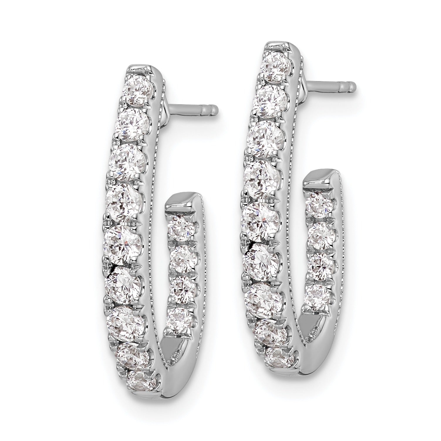 14K White Gold Lab Grown Diamond In and Out J-Hoop Earrings