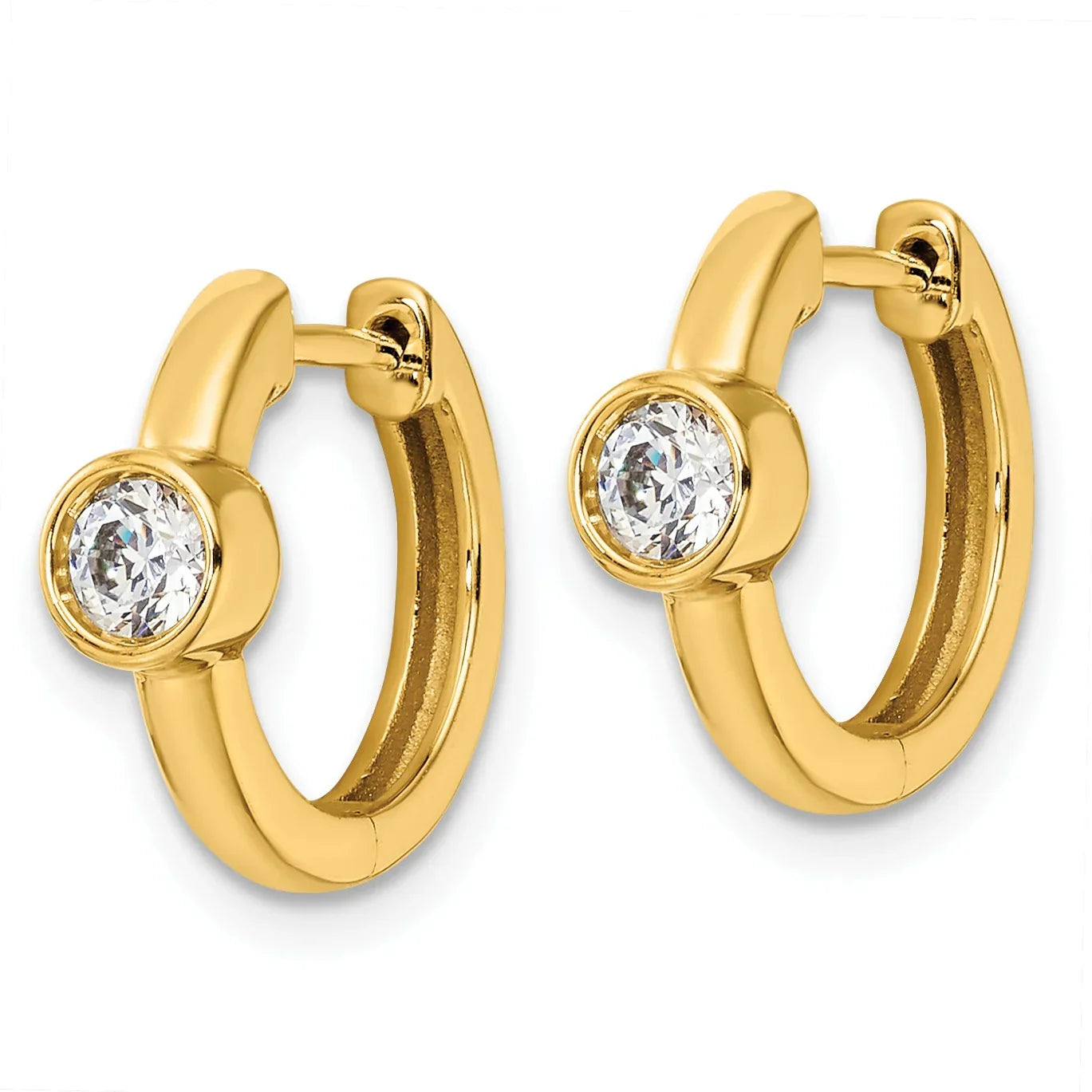 14K Gold Lab Diamond Hinged Hoop Earrings - Fine Diamond