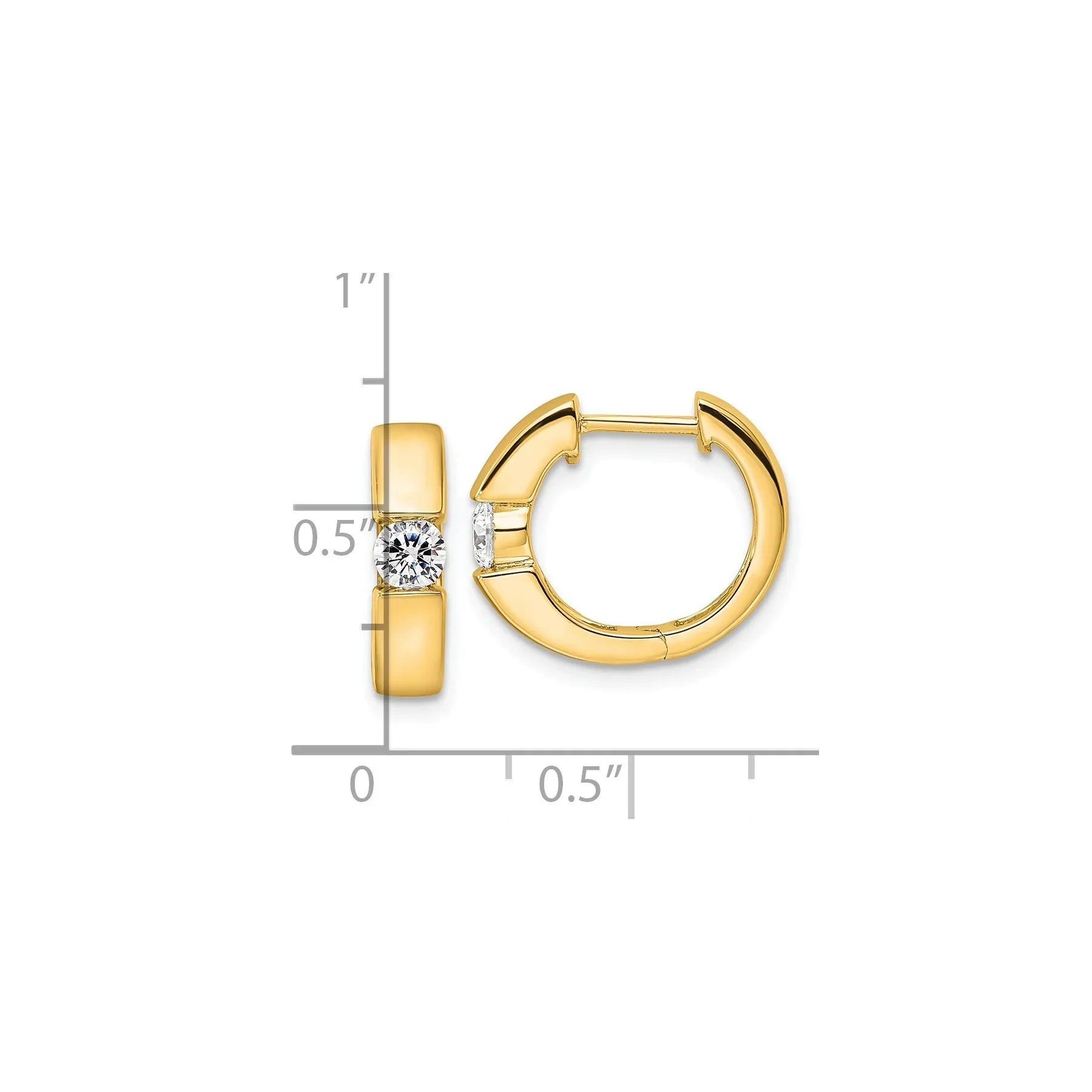 14K Gold Lab Grown Diamond Hinged Hoop Complete Earrings - Fine Diamond